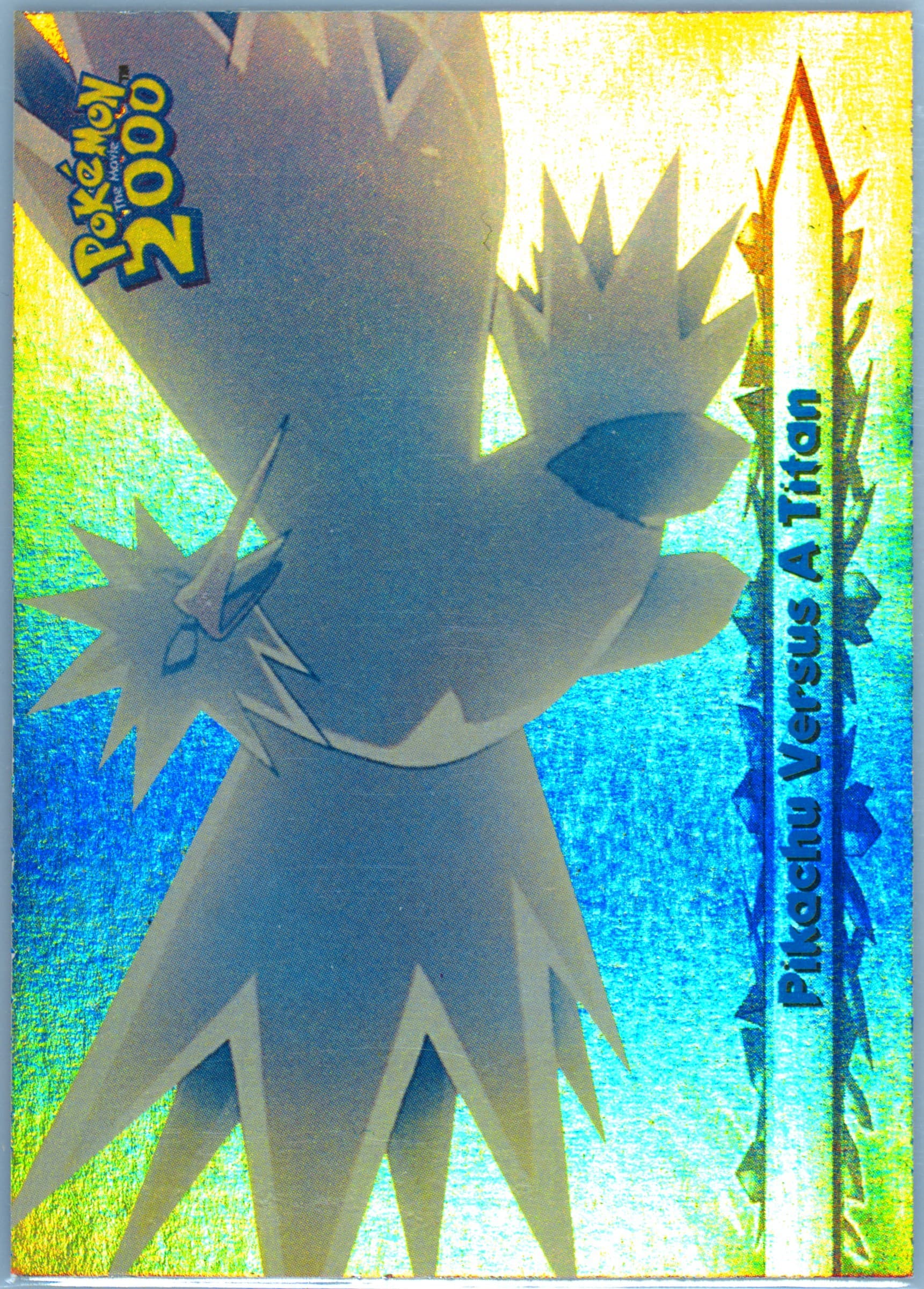 Pikachu Versus A Titan Rainbow Foil (34) 2000 Topps Pokemon the Movie 2000