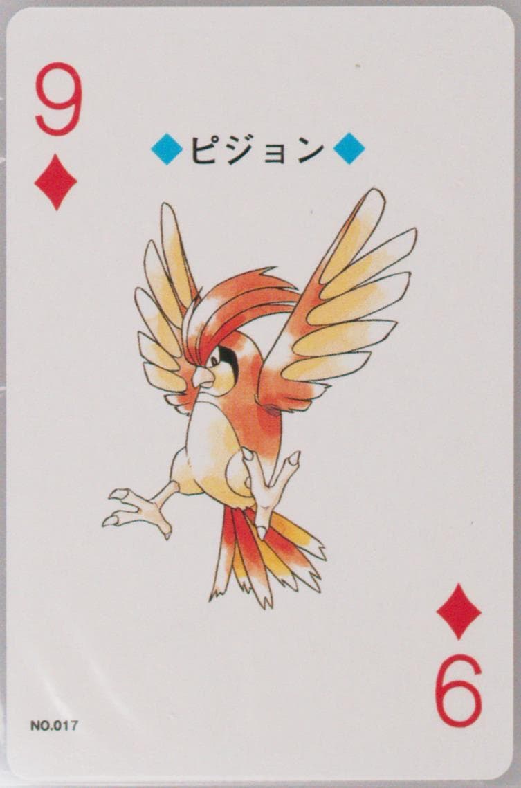 Pidgeot 9 of Diamonds (017) 2000 Pokemon Gold Version Playing Cards