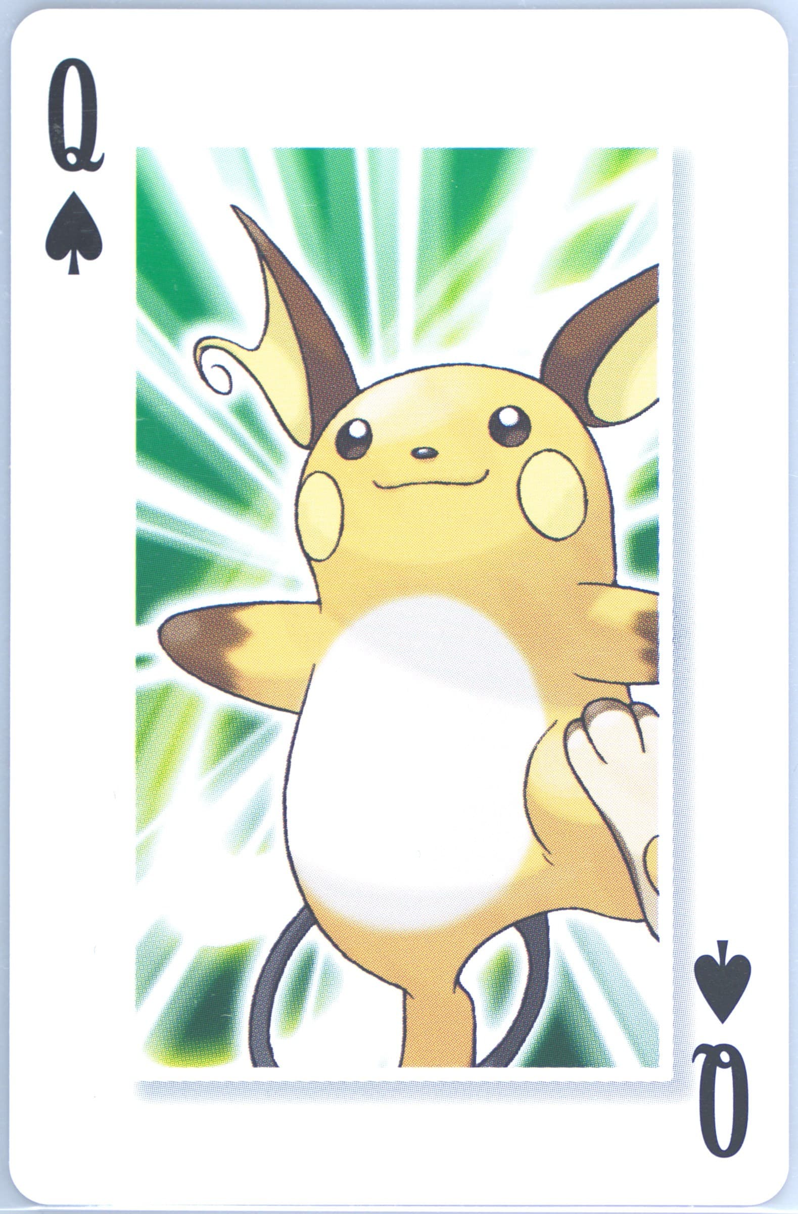 Raichu Queen of Spades 2006 Pokemon Center 10th Anniversary Playing Cards Yellow Deck