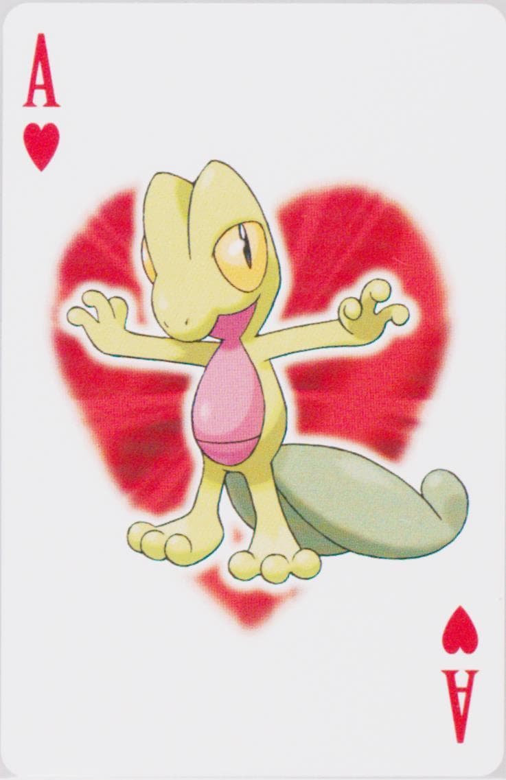 Treecko Ace of Hearts 2006 Pokemon Center 10th Anniversary Playing Cards Blue Deck