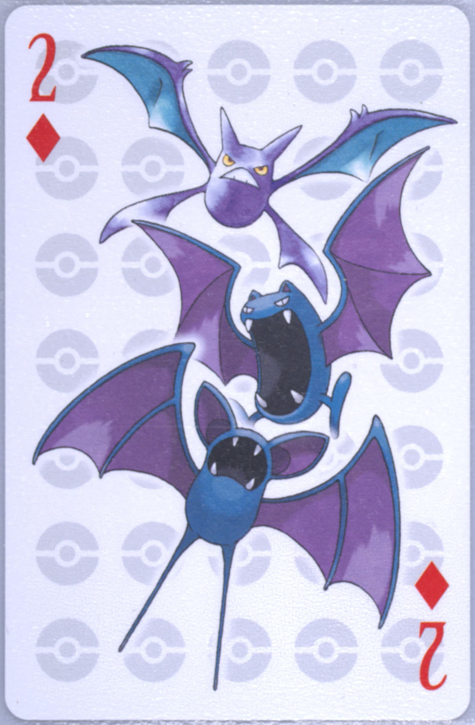 Crobat/Golbat/Zubat 2 of Diamonds 2006 Pokemon Center 10th Anniversary Playing Cards Blue Deck