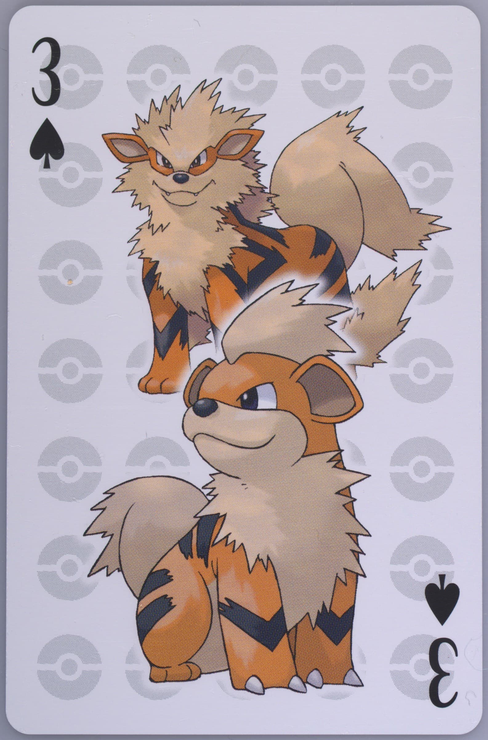 Arcanine/Growlithe 3 of Spades 2006 Pokemon Center 10th Anniversary Playing Cards Green Deck