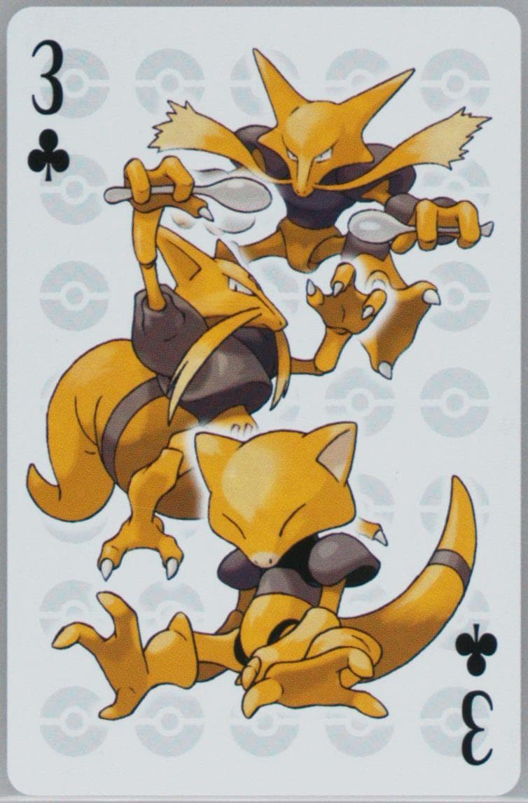 Abra/Alakazam/Kadabra 3 of Clubs 2006 Pokemon Center 10th Anniversary Playing Cards Green Deck