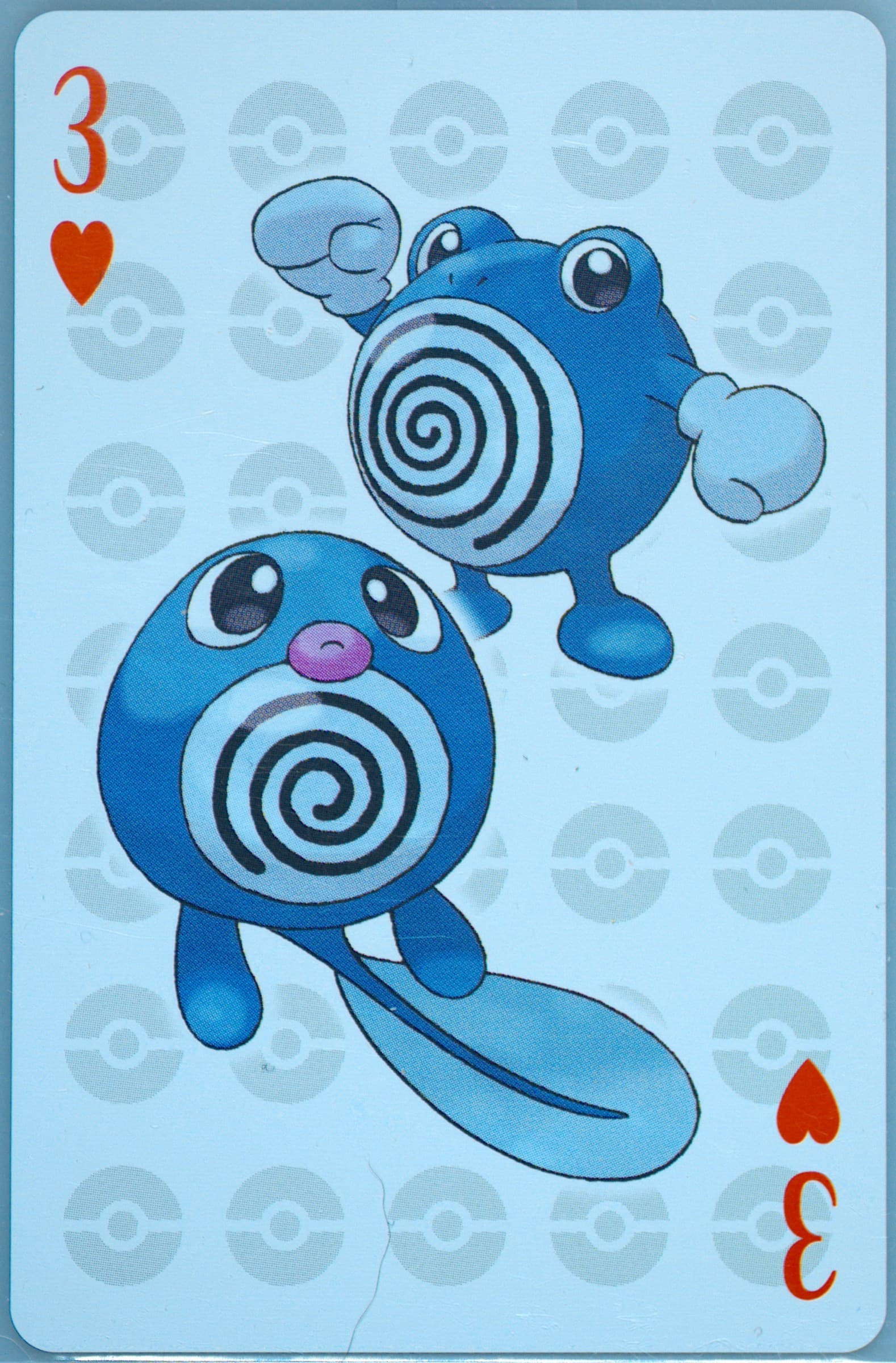 Poliwag/Poliwhirl 3 of Hearts 2006 Pokemon Center 10th Anniversary Playing Cards Green Deck