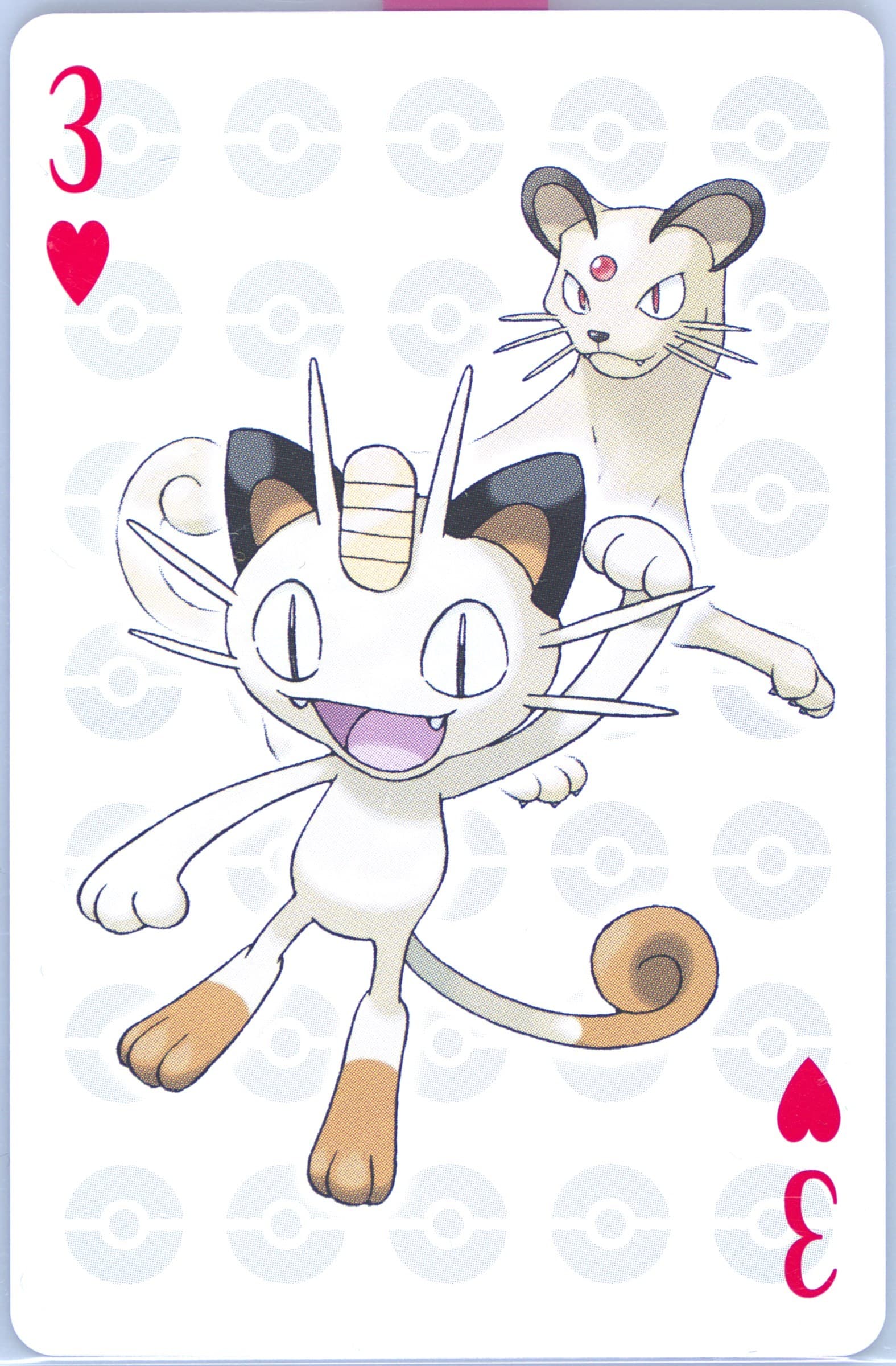 Meowth/Persian 3 of Hearts 2006 Pokemon Center 10th Anniversary Playing Cards Red Deck