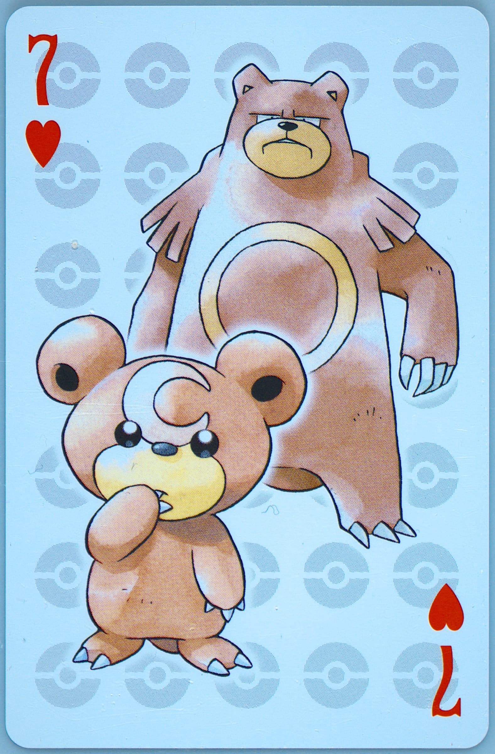Teddiursa/Ursaring 7 of Hearts 2006 Pokemon Center 10th Anniversary Playing Cards Green Deck