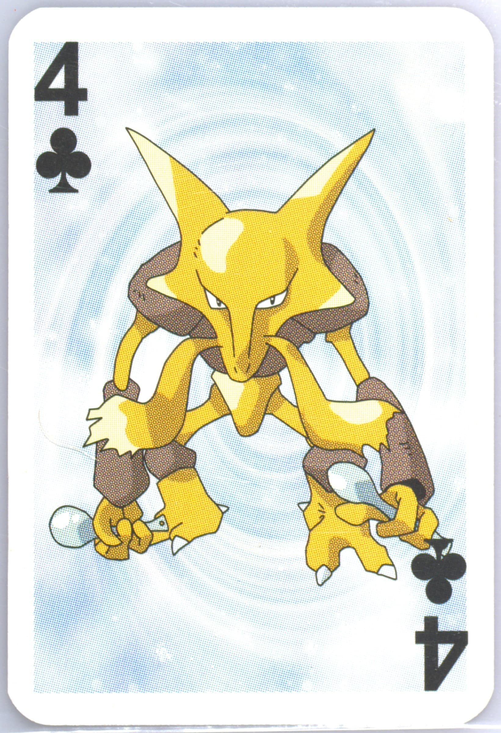 Alakazam 4 of Clubs 1999 Bicycle Pokemon Mini Playing Cards Blue Deck