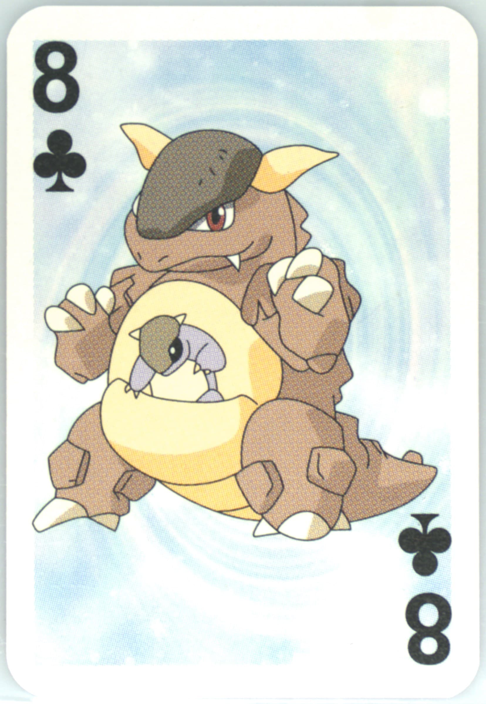 Kangaskhan 8 of Clubs 1999 Bicycle Pokemon Mini Playing Cards Blue Deck