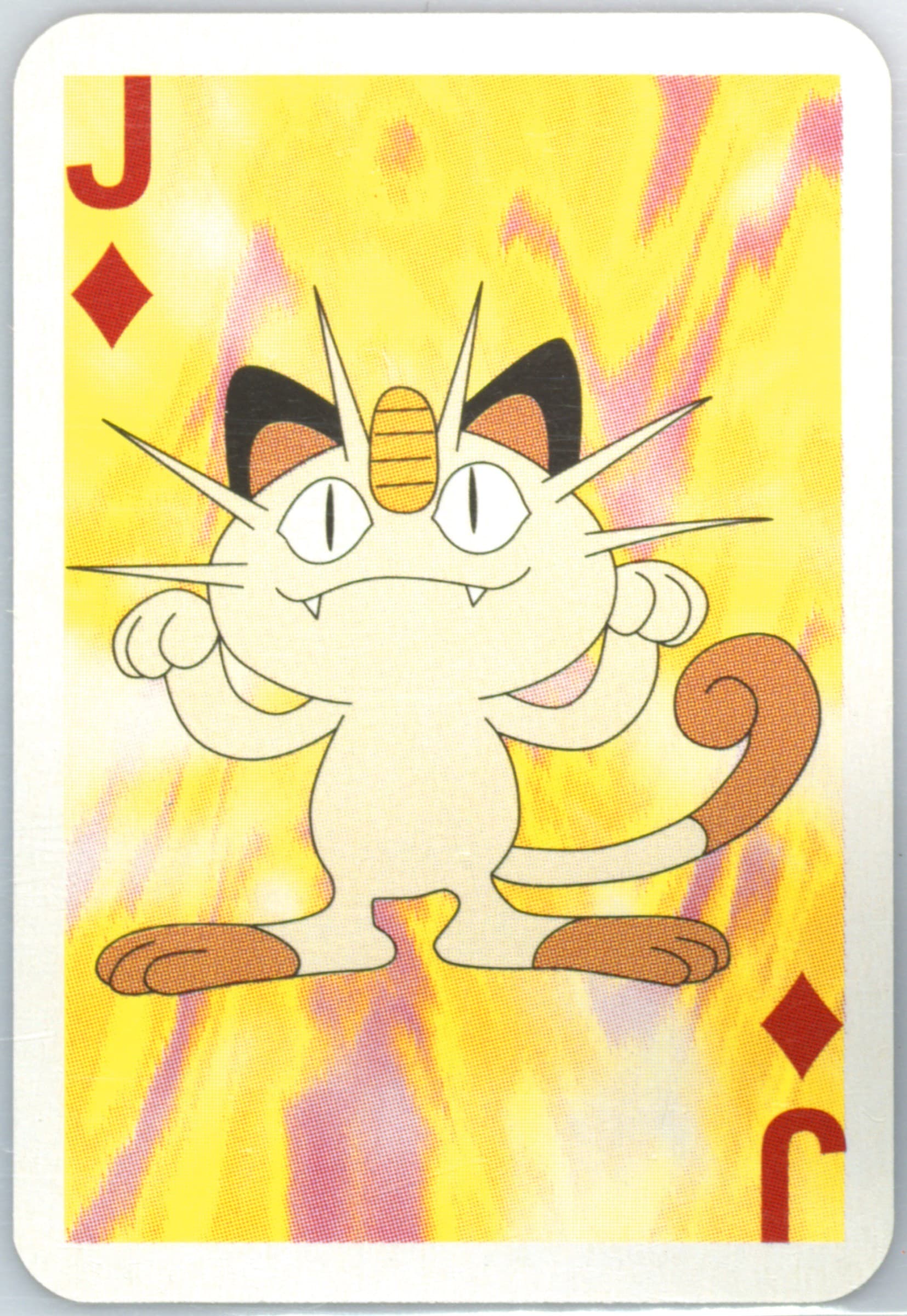 Meowth Jack of Diamonds 1999 Bicycle Pokemon Mini Playing Cards Red Deck