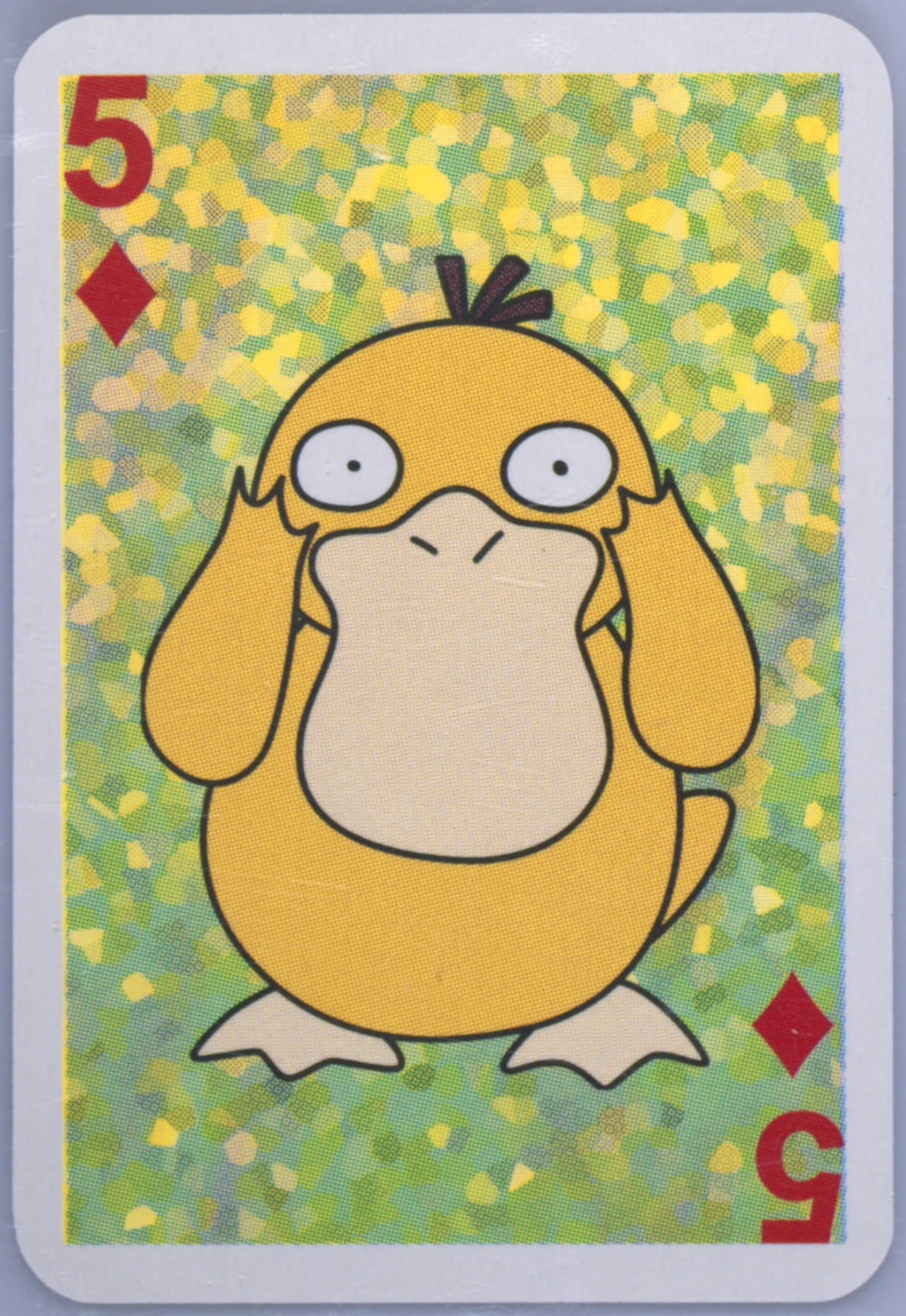 Psyduck 5 of Diamonds 1999 Bicycle Pokemon Mini Playing Cards Green Deck