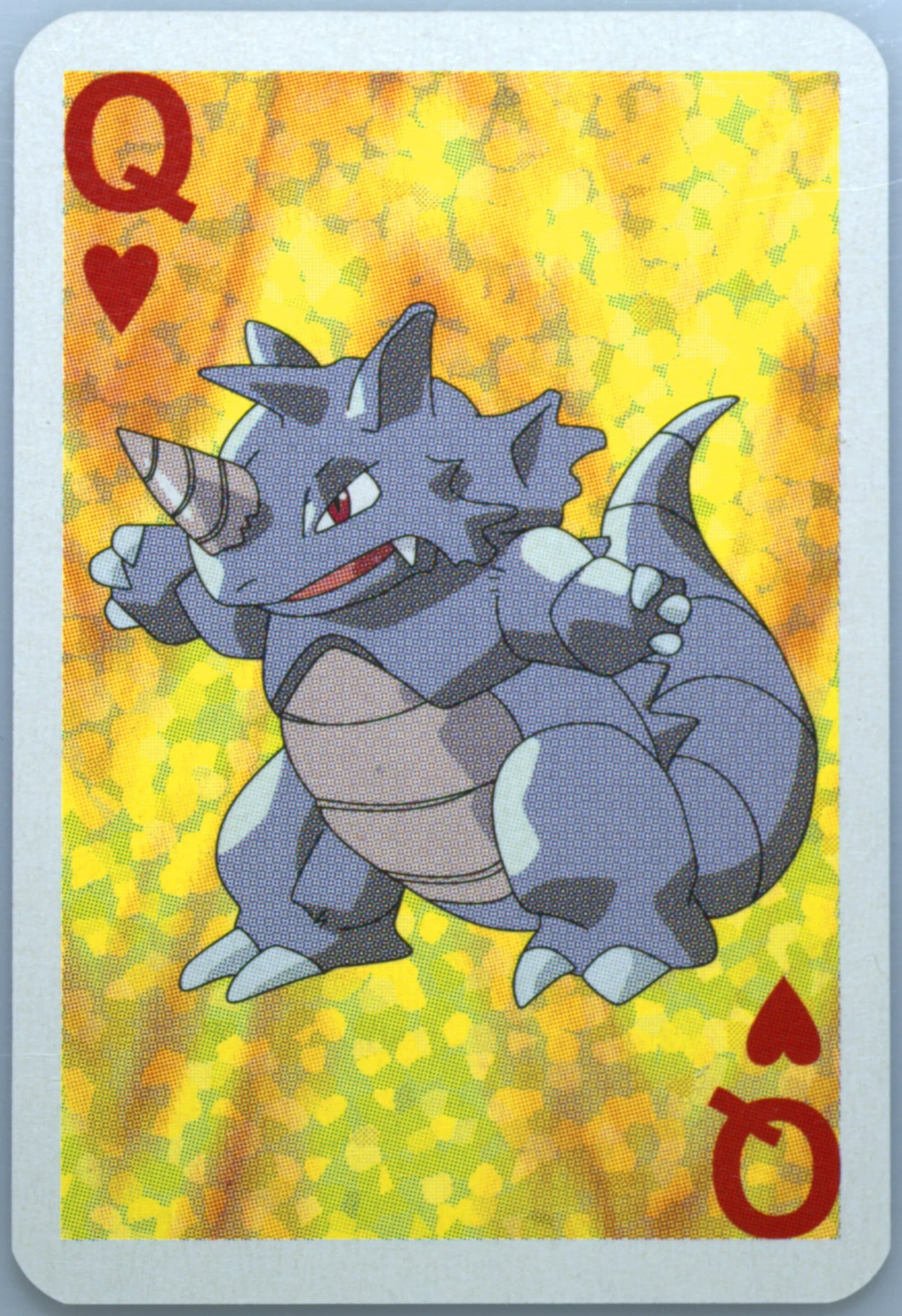 Rhydon Queen of Hearts 1999 Bicycle Pokemon Mini Playing Cards Green Deck