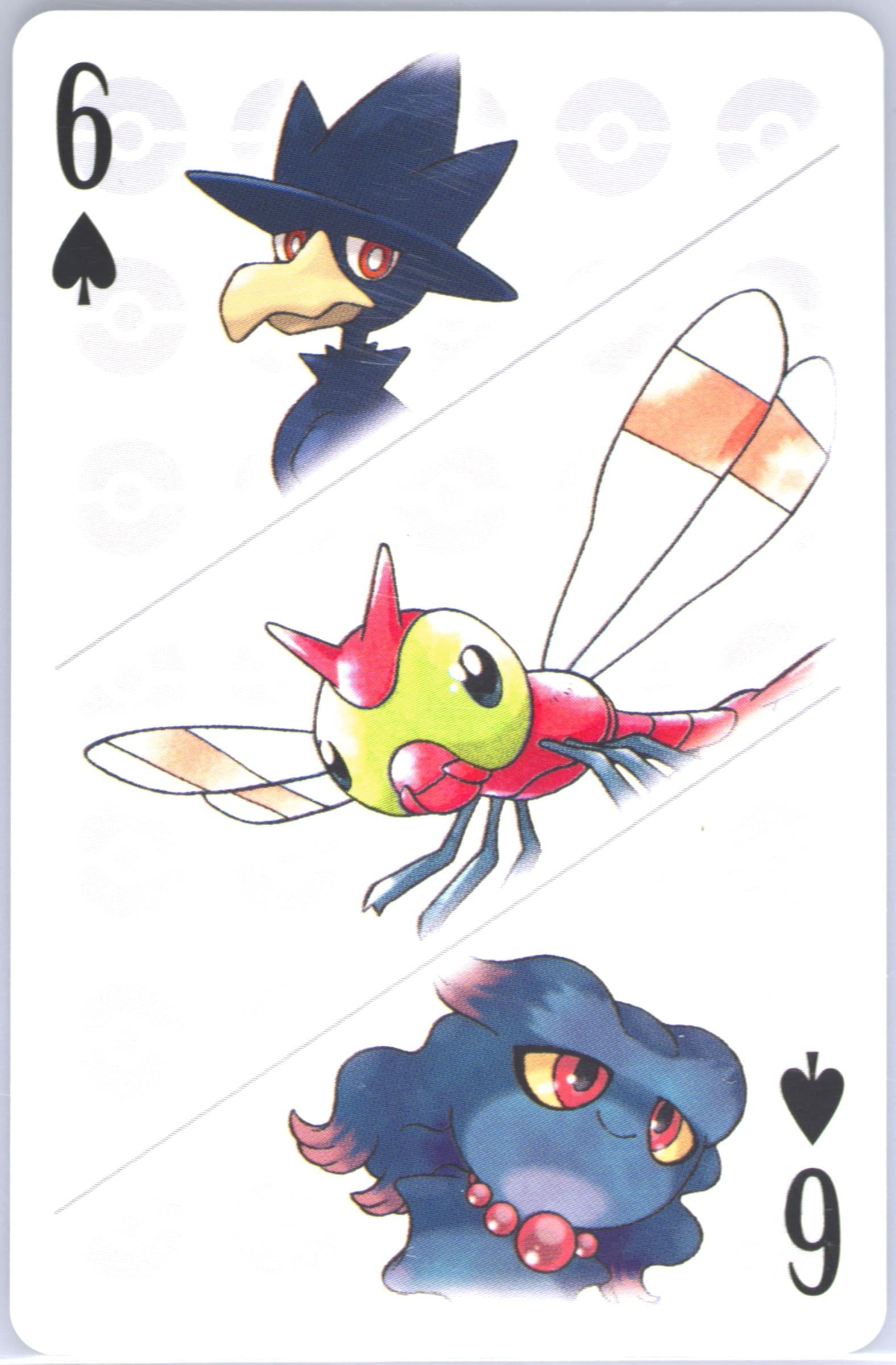 Misdreavus/Murkrow/Yanma 6 of Spades 2006 Pokemon Center 10th Anniversary Playing Cards Yellow Deck