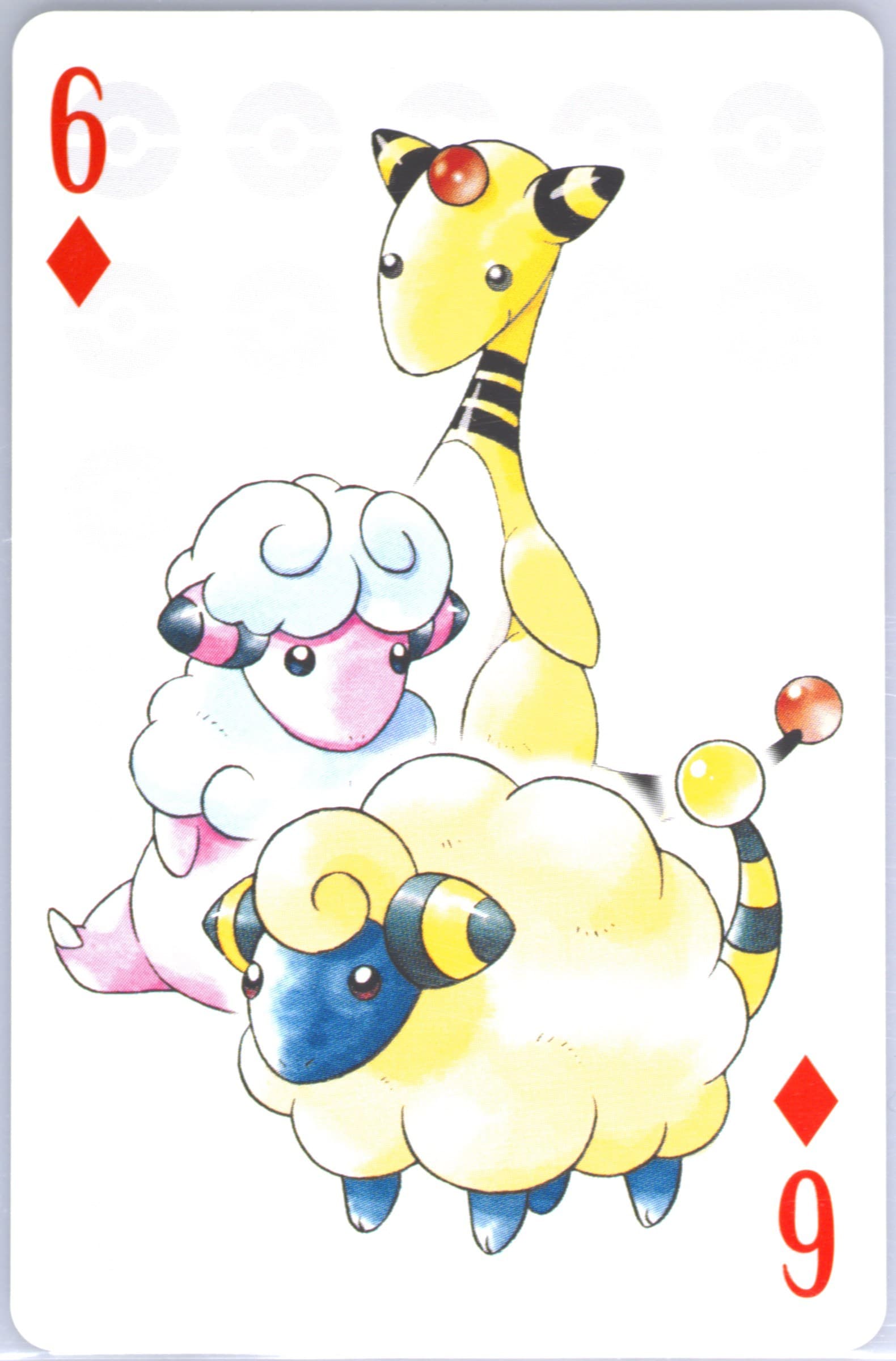 Ampharos/Flaaffy/Mareep 6 of Diamonds 2006 Pokemon Center 10th Anniversary Playing Cards Green Deck
