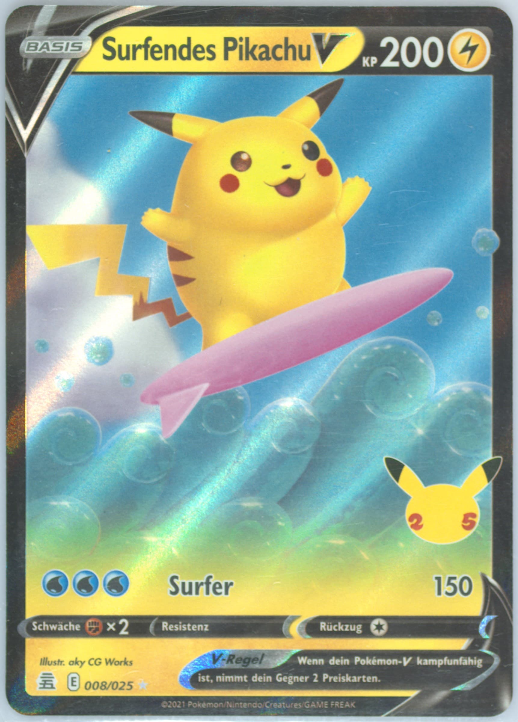 Surfendes Pikachu V German (008) 2021 Pokemon Celebrations