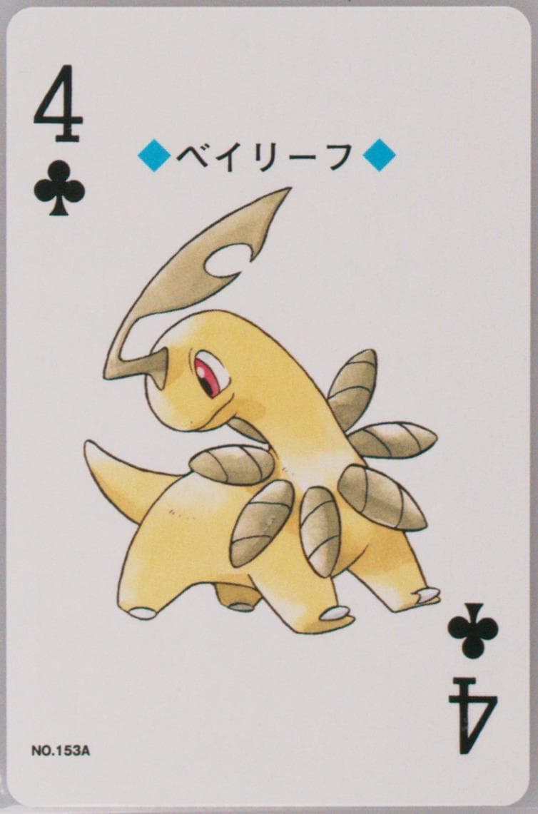 Bayleef 4 of Clubs (153A) 2000 Pokemon Gold Version Playing Cards