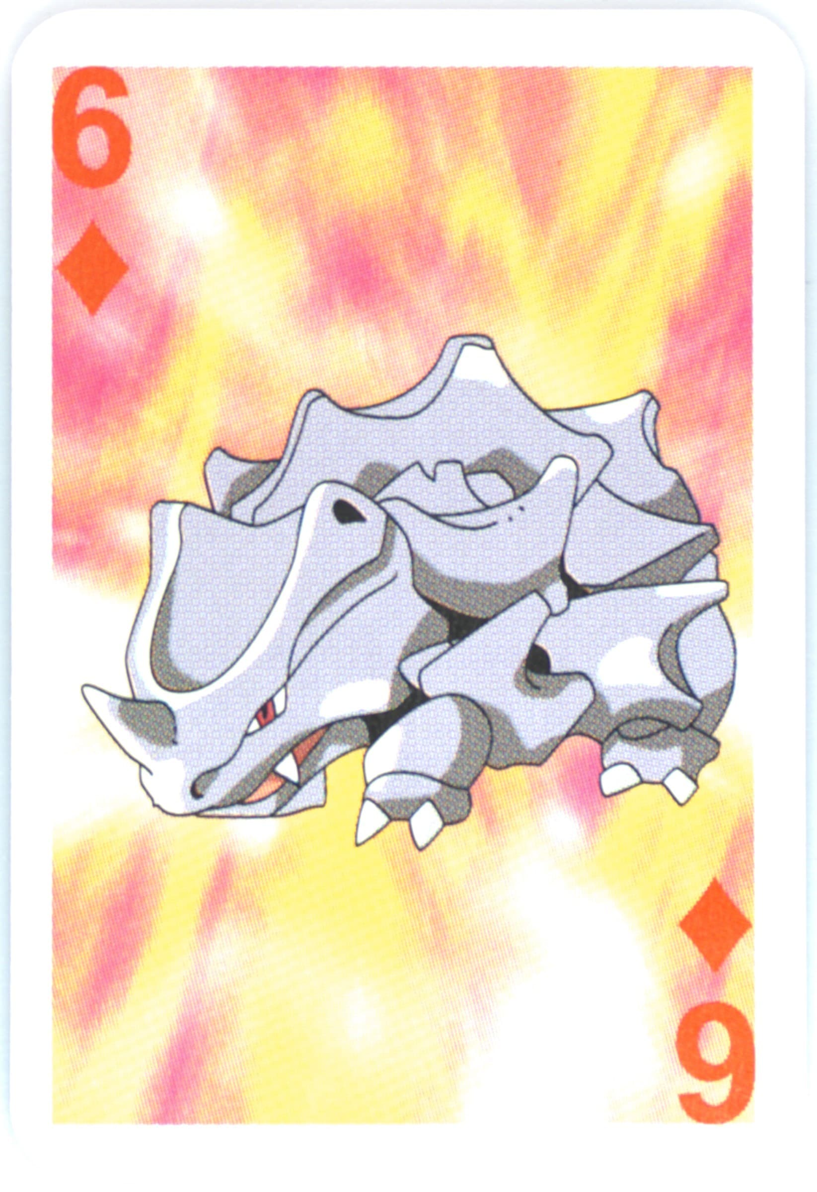 Rhyhorn 6 of Diamonds 1999 Bicycle Pokemon Mini Playing Cards Red Deck