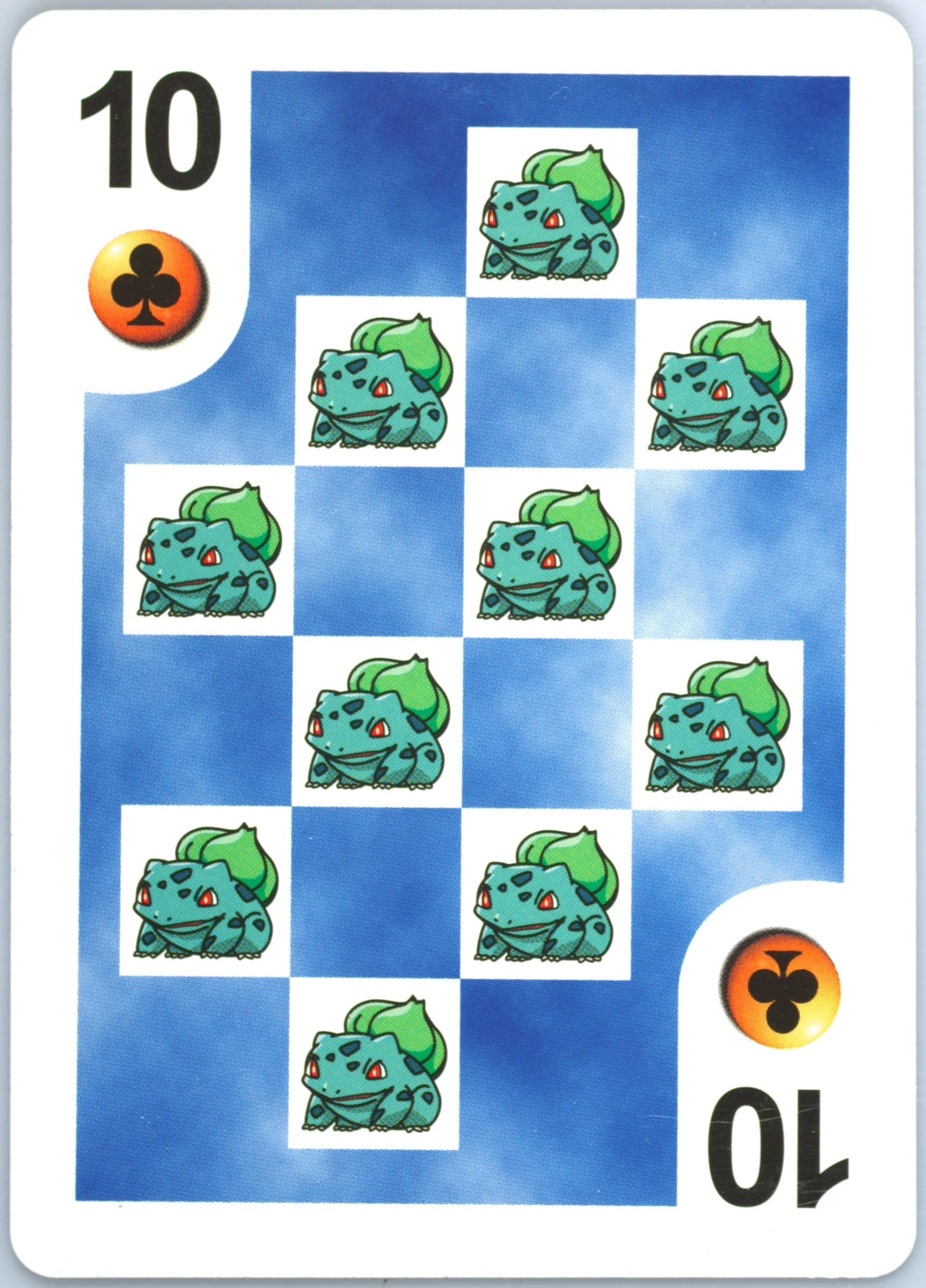 Bulbasaur 10 of Clubs 1999 Bicycle Pokemon Playing Cards