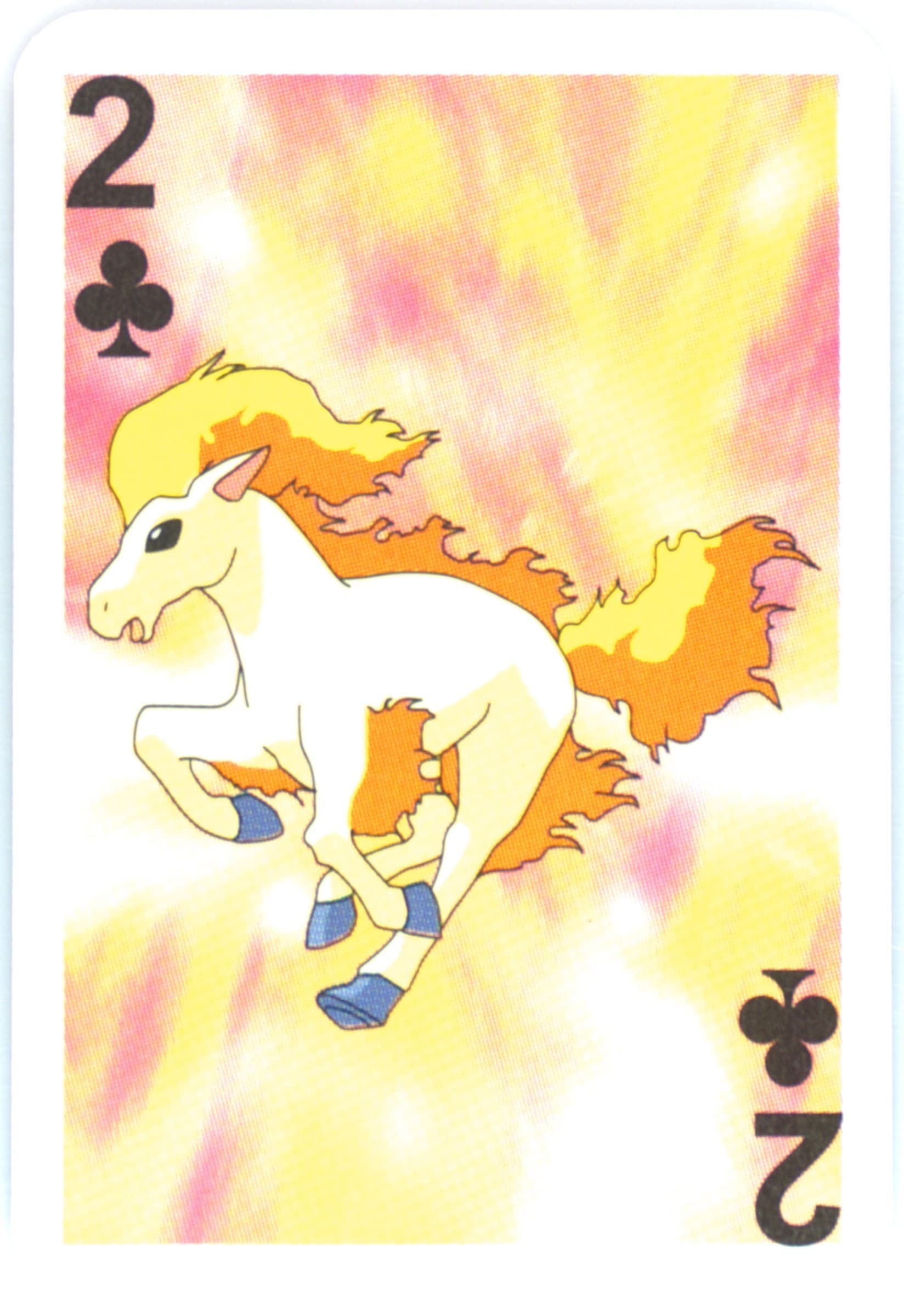 Ponyta 2 of Clubs 1999 Bicycle Pokemon Mini Playing Cards Red Deck