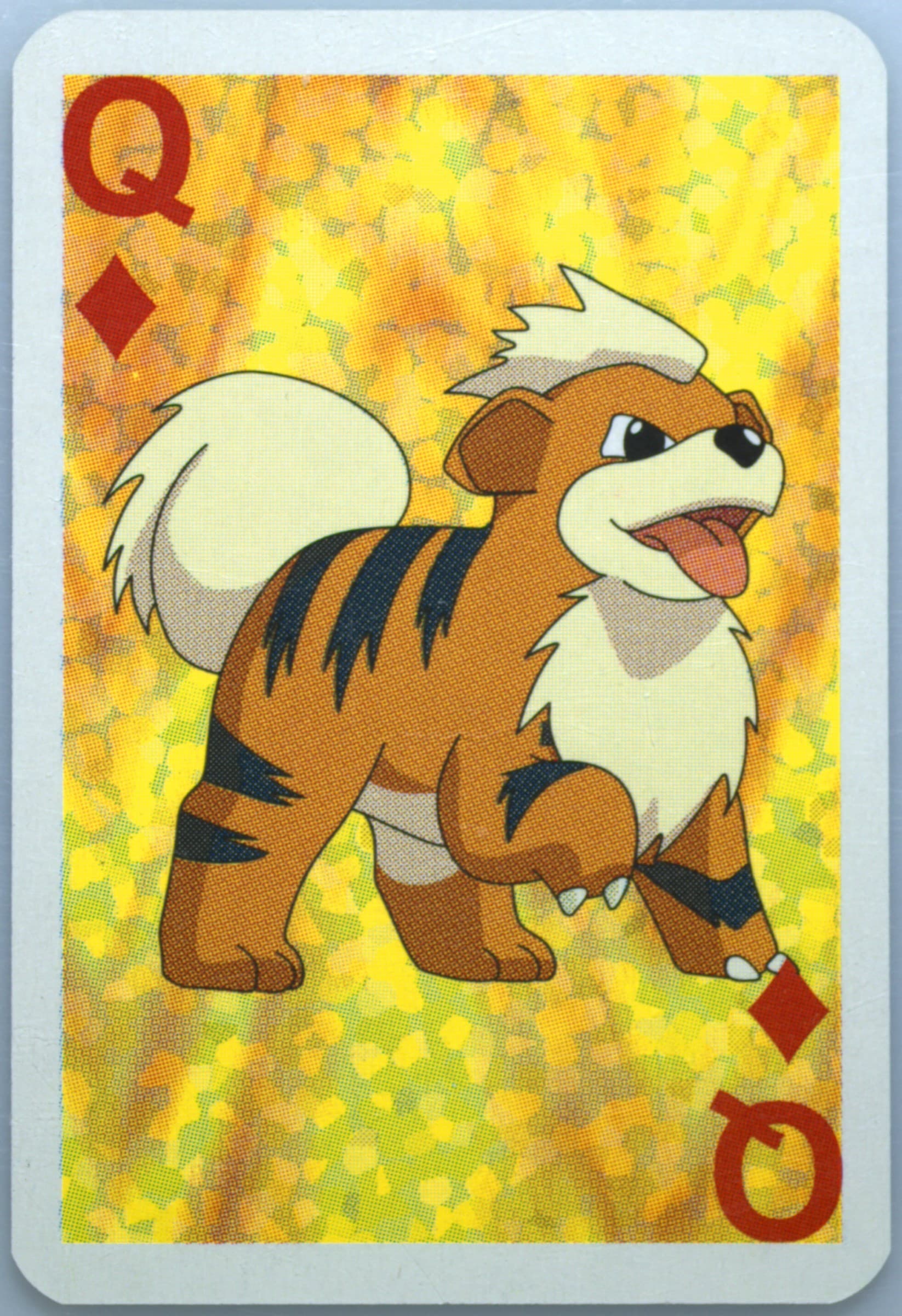 Growlithe Queen of Diamonds 1999 Bicycle Pokemon Mini Playing Cards Green Deck