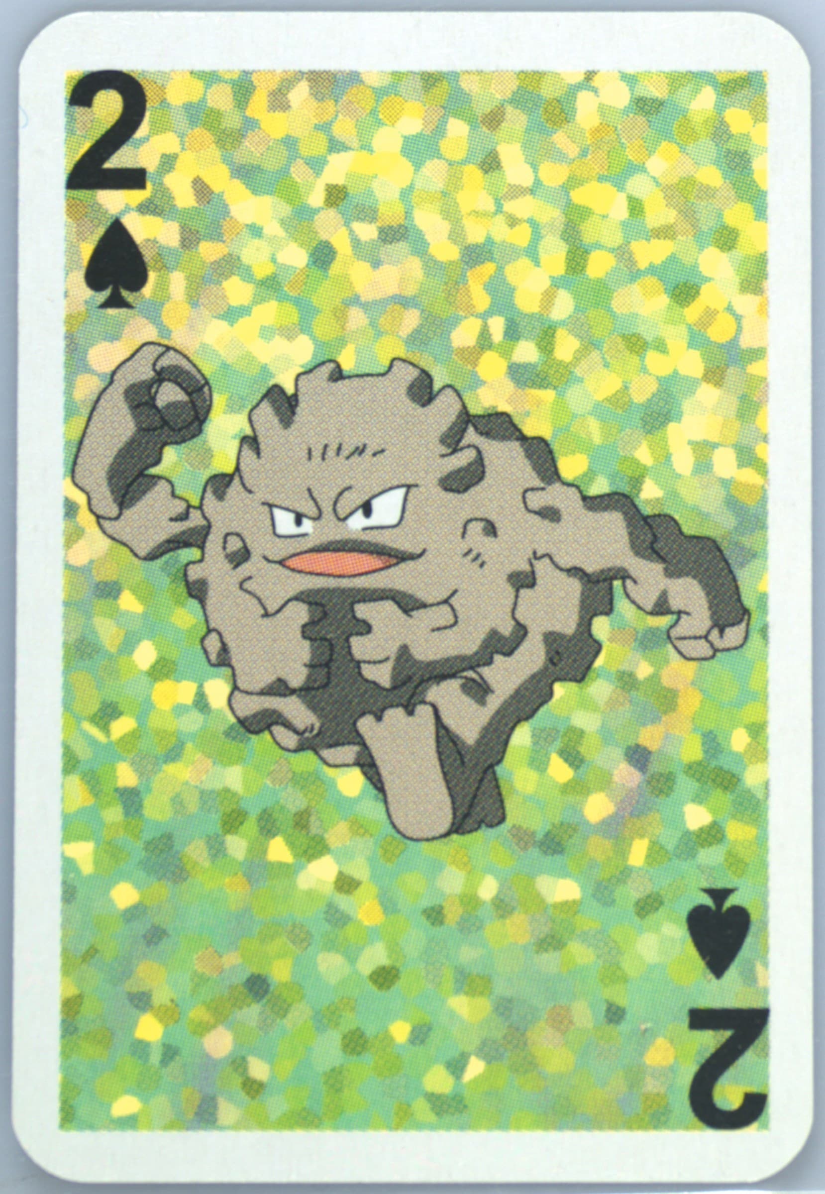 Graveler 2 of Spades 1999 Bicycle Pokemon Mini Playing Cards Green Deck