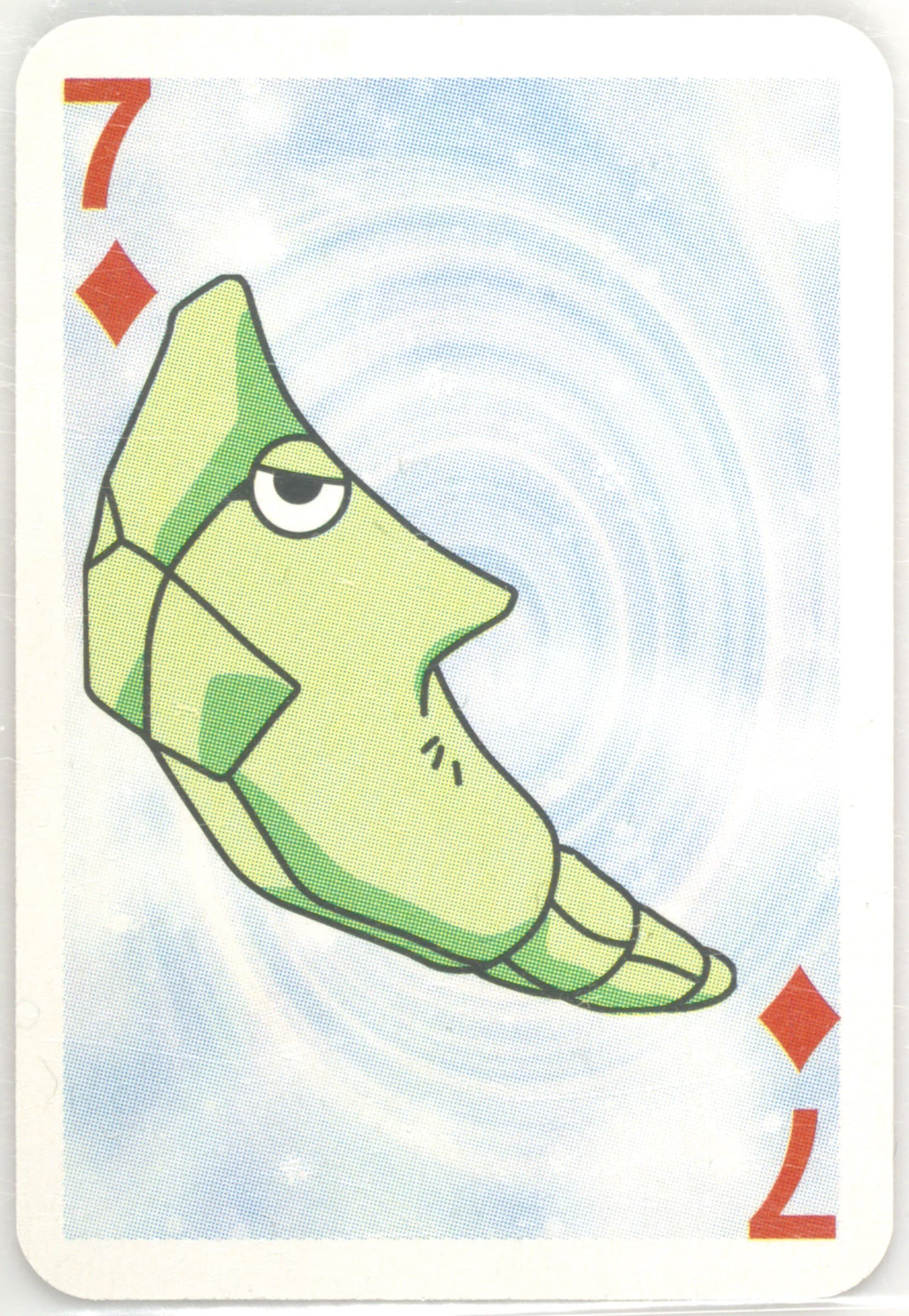 Metapod 7 of Diamonds 1999 Bicycle Pokemon Mini Playing Cards Blue Deck