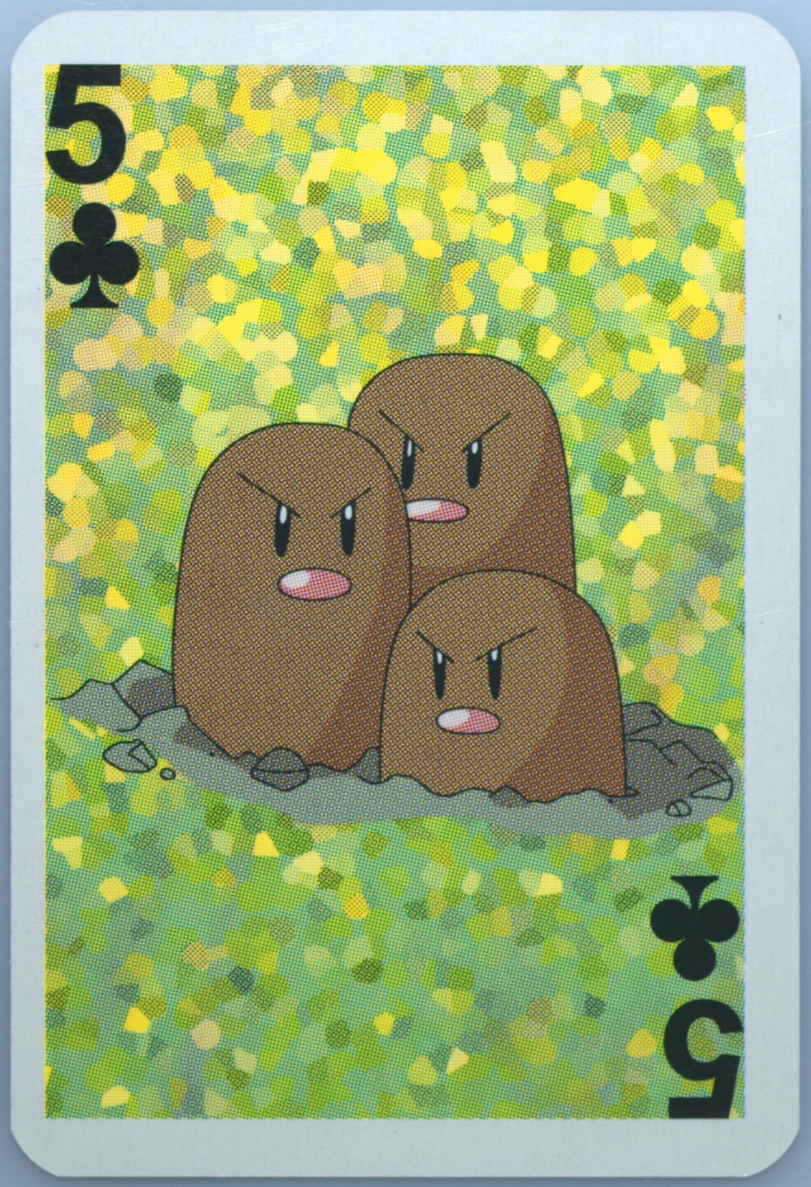 Dugtrio 5 of Clubs 1999 Bicycle Pokemon Mini Playing Cards Green Deck