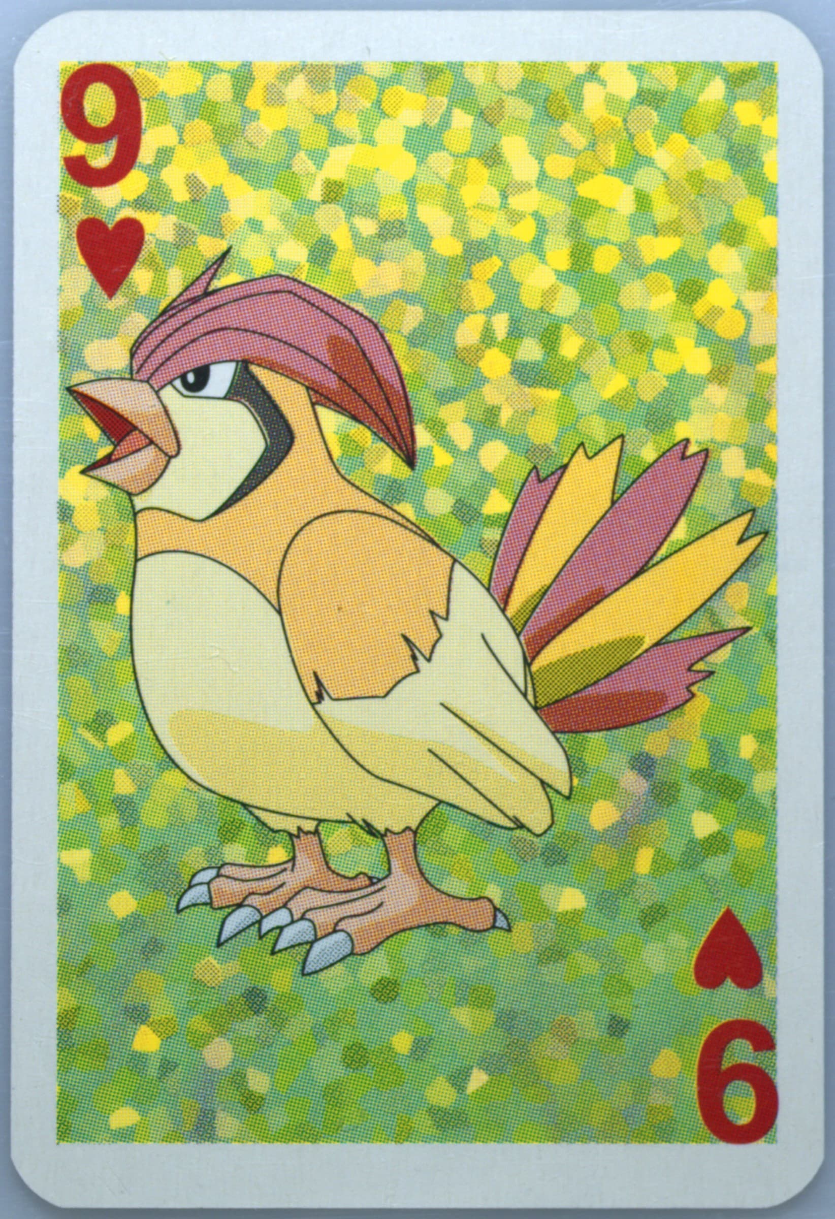 Pidgeotto 9 of Hearts 1999 Bicycle Pokemon Mini Playing Cards Green Deck
