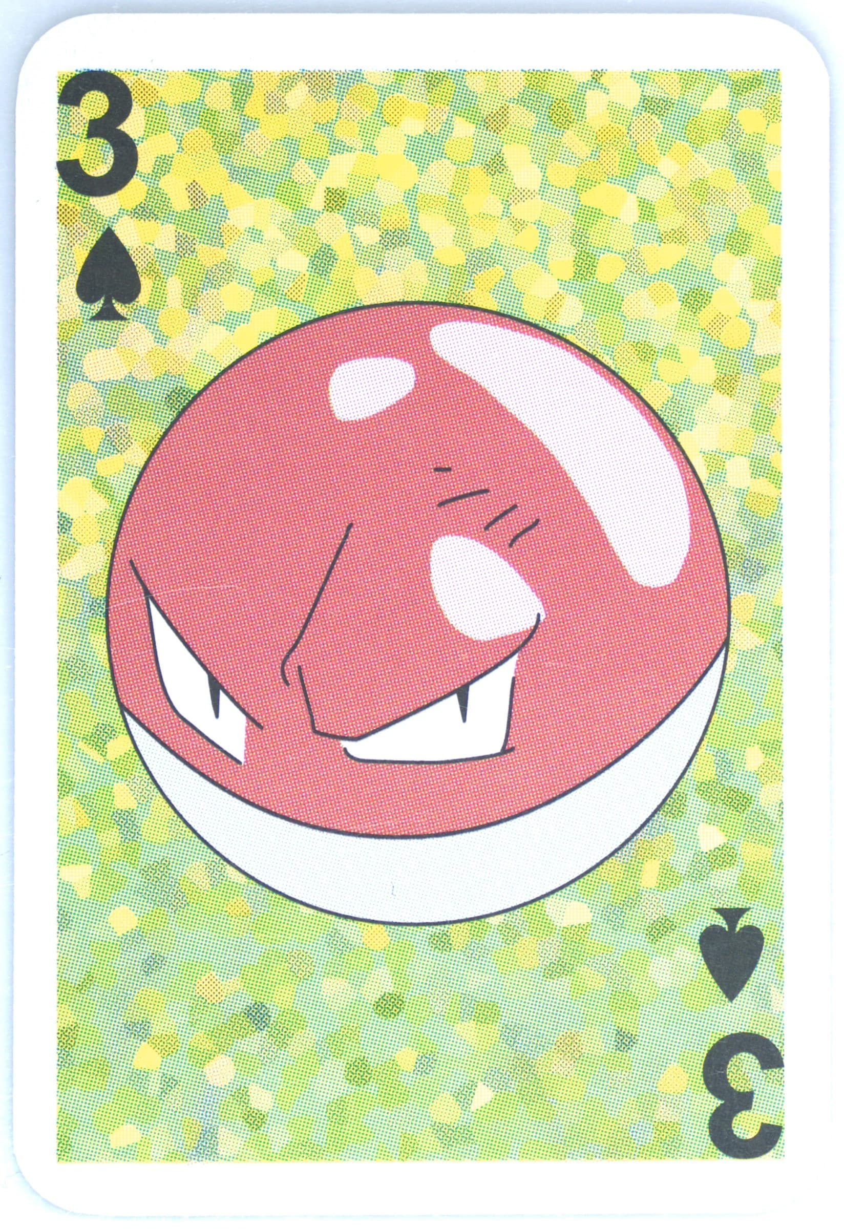 Voltorb 3 of Spades 1999 Bicycle Pokemon Mini Playing Cards Green Deck