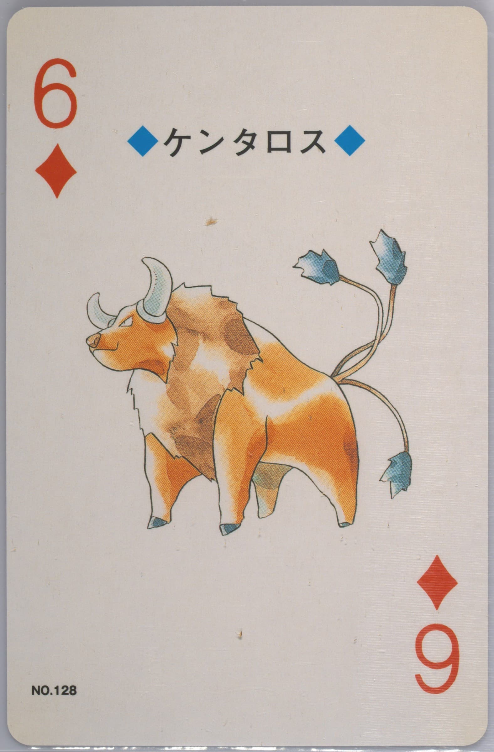 Tauros 6 of Diamonds (128) 2000 Pokemon Gold Version Playing Cards