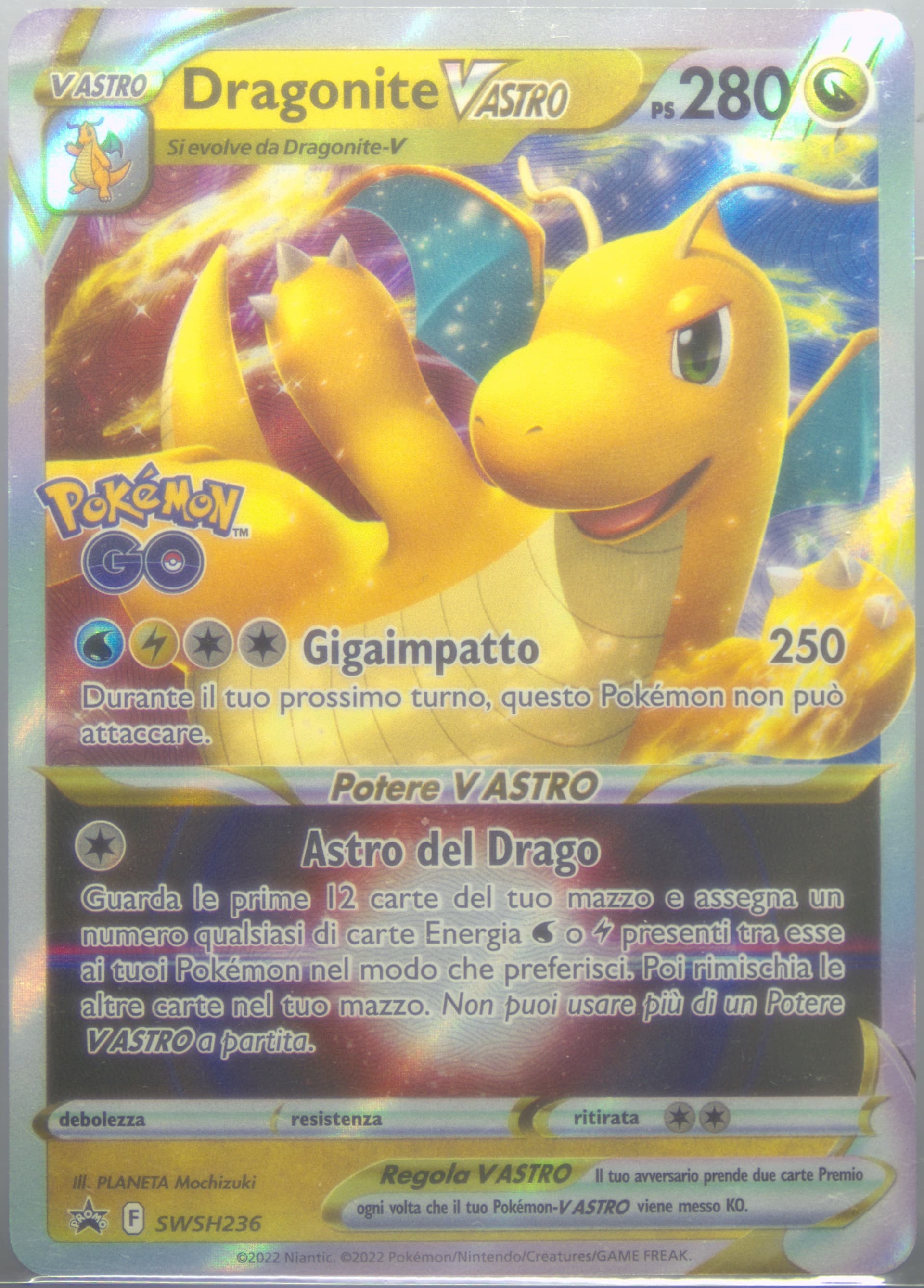 Dragonite Vastro Pokemon Go Premier Deck Holder Collection-Italian (236) 2022 Pokemon Swsh Black Star Promo