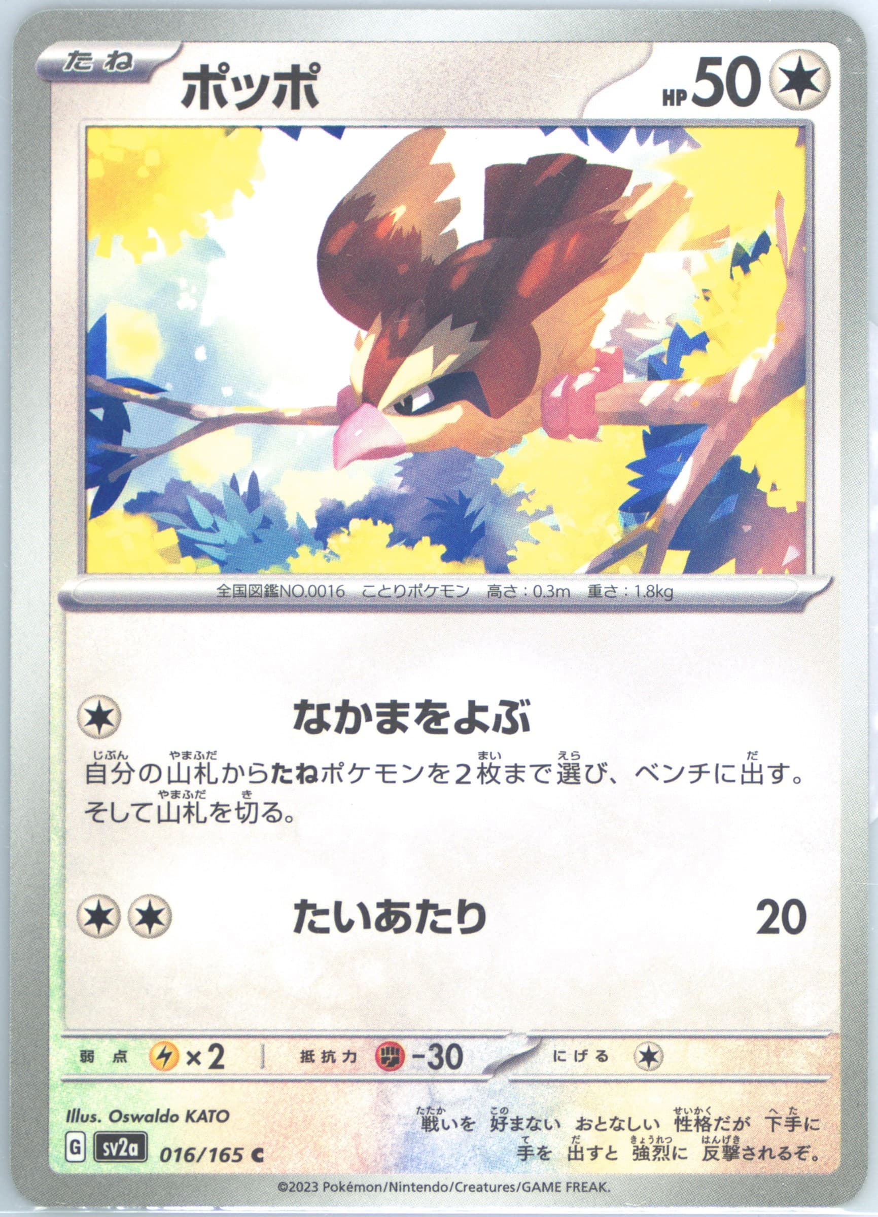 Pidgey (016) 2023 Pokemon Japanese Sv2a-Pokemon 151