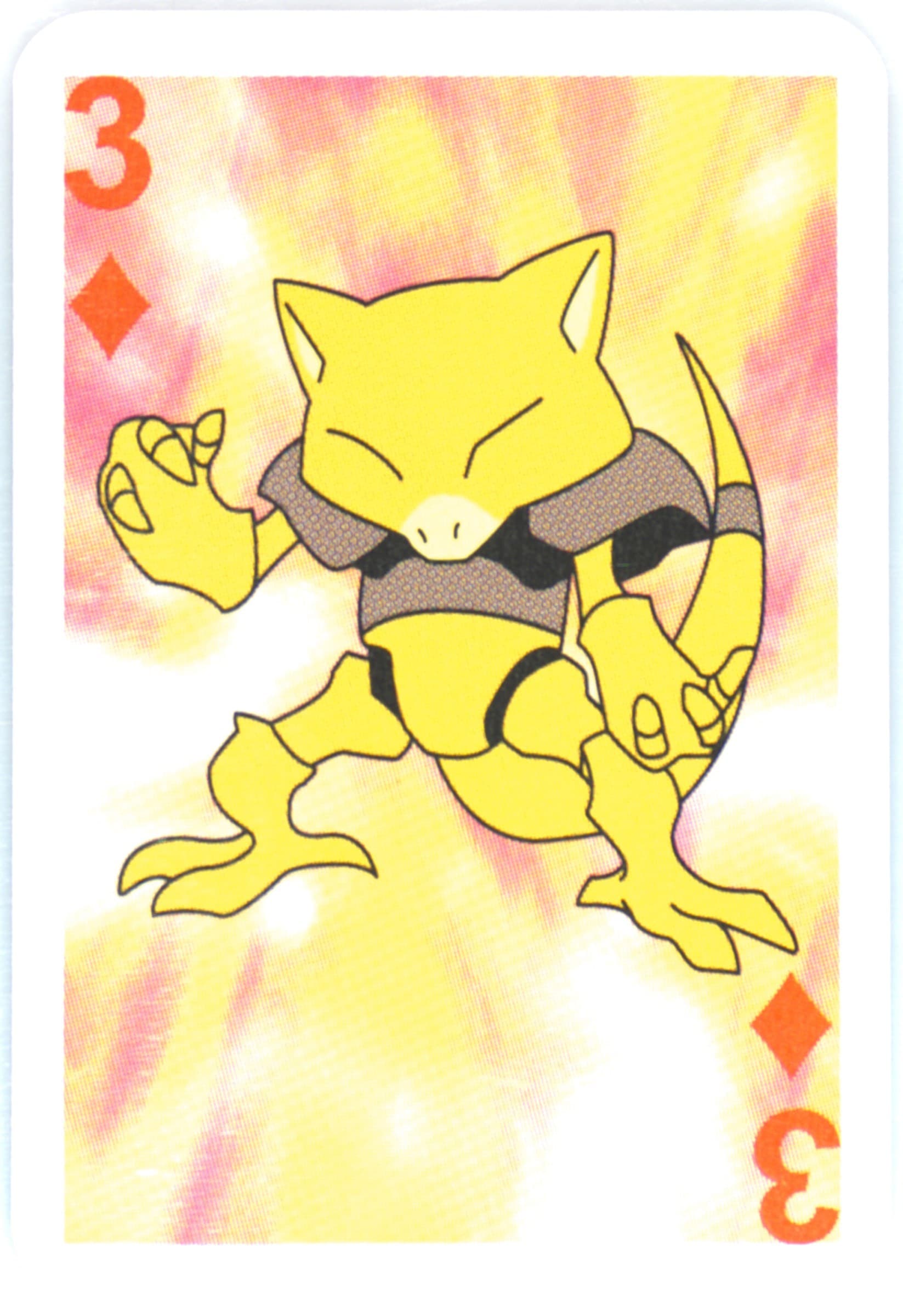 Abra 3 of Diamonds 1999 Bicycle Pokemon Mini Playing Cards Red Deck