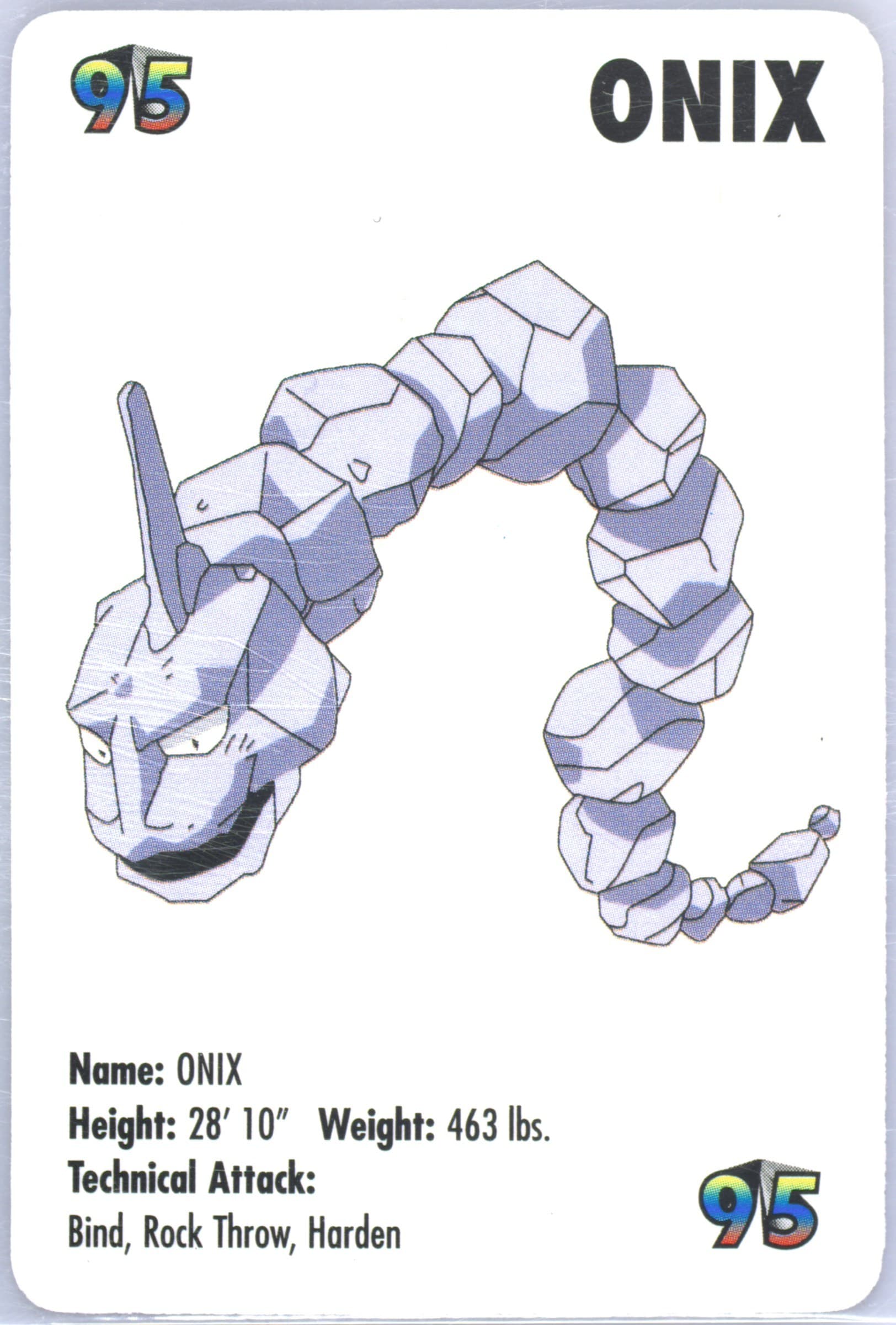 Onix (95) 1998 Kfc Pokemon Card Game