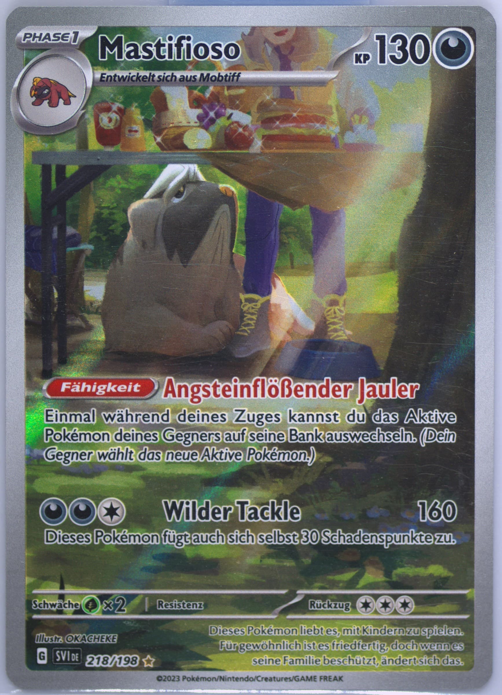 Mabosstiff Illustration Rare (218) 2023 Pokemon German Svi de-Scarlet & Violet