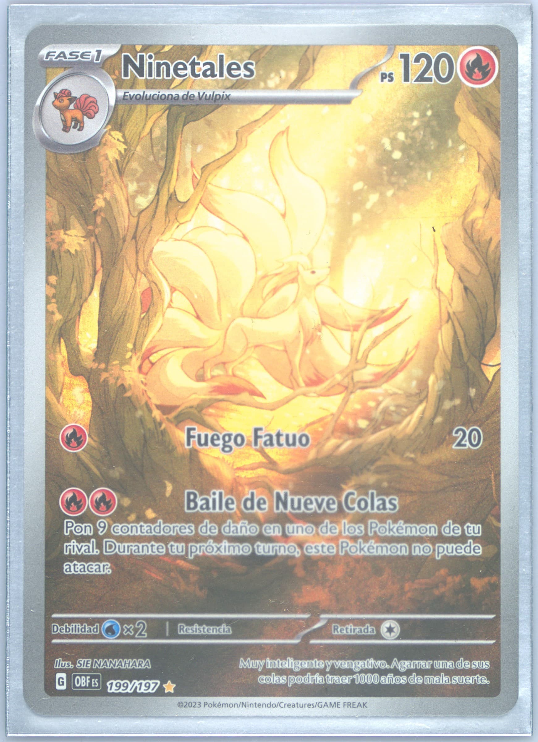 Ninetales Illustration Rare (199) 2023 Pokemon Spanish Obf ES-Obsidian Flames