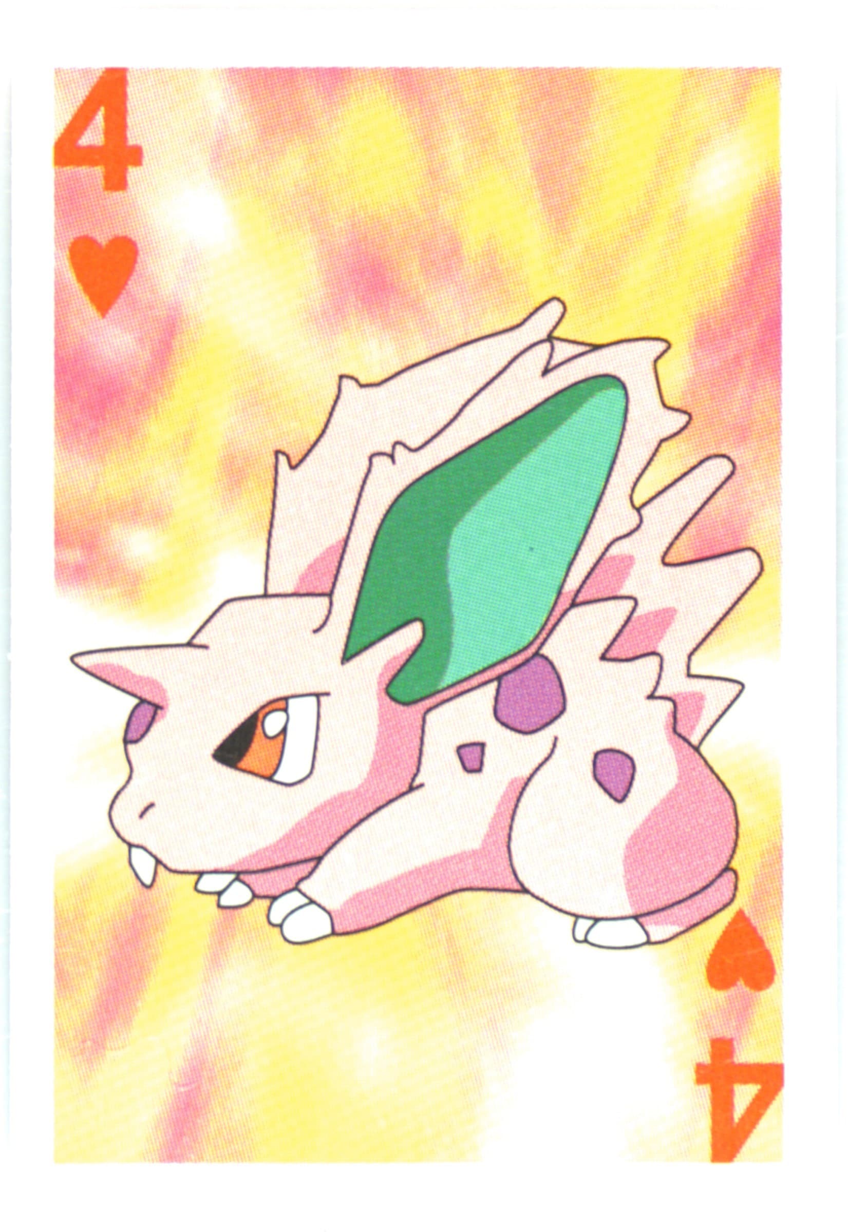 Nidoran (Male) 4 of Hearts 1999 Bicycle Pokemon Mini Playing Cards Red Deck