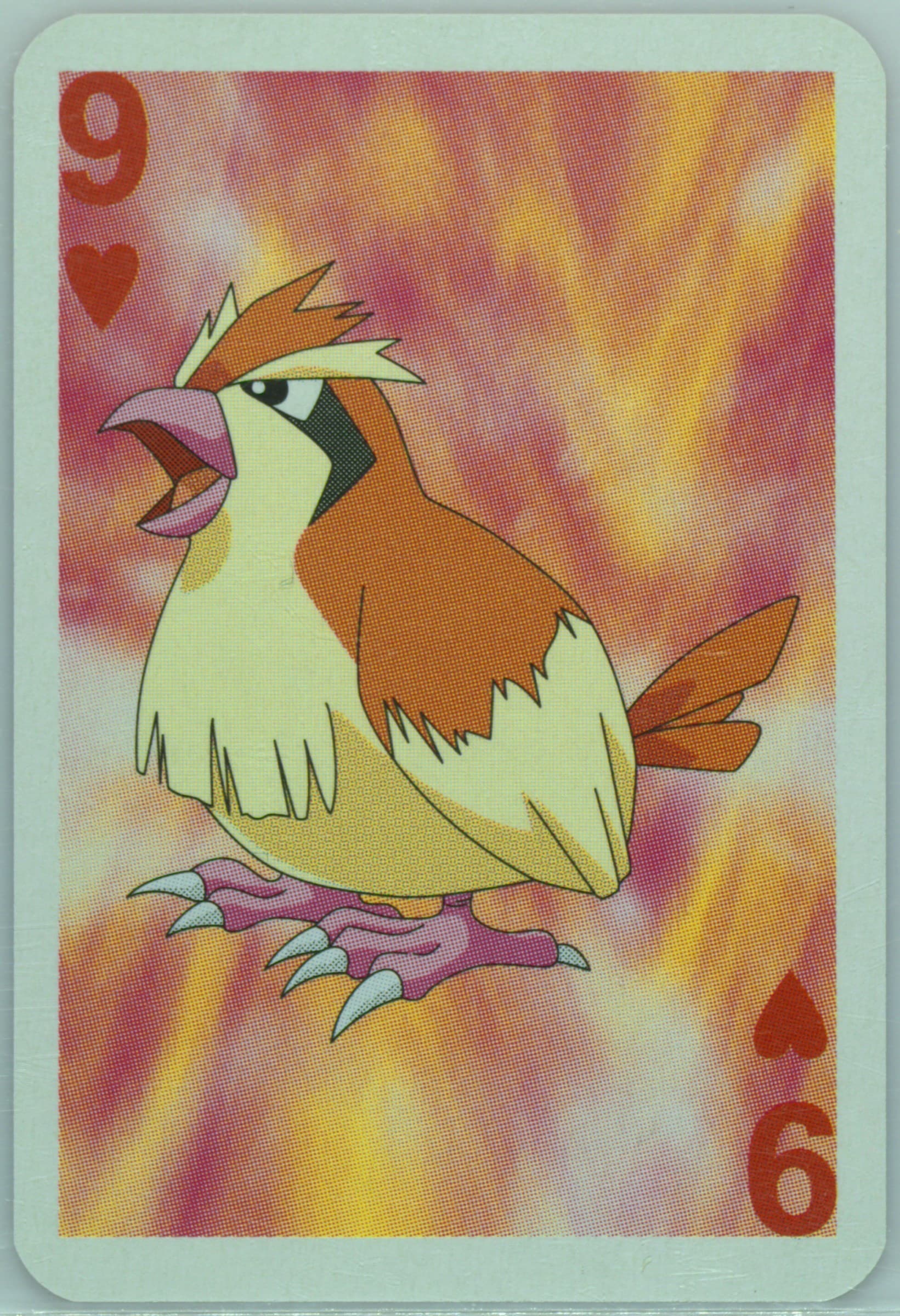 Pidgey 9 of Hearts 1999 Bicycle Pokemon Mini Playing Cards Red Deck