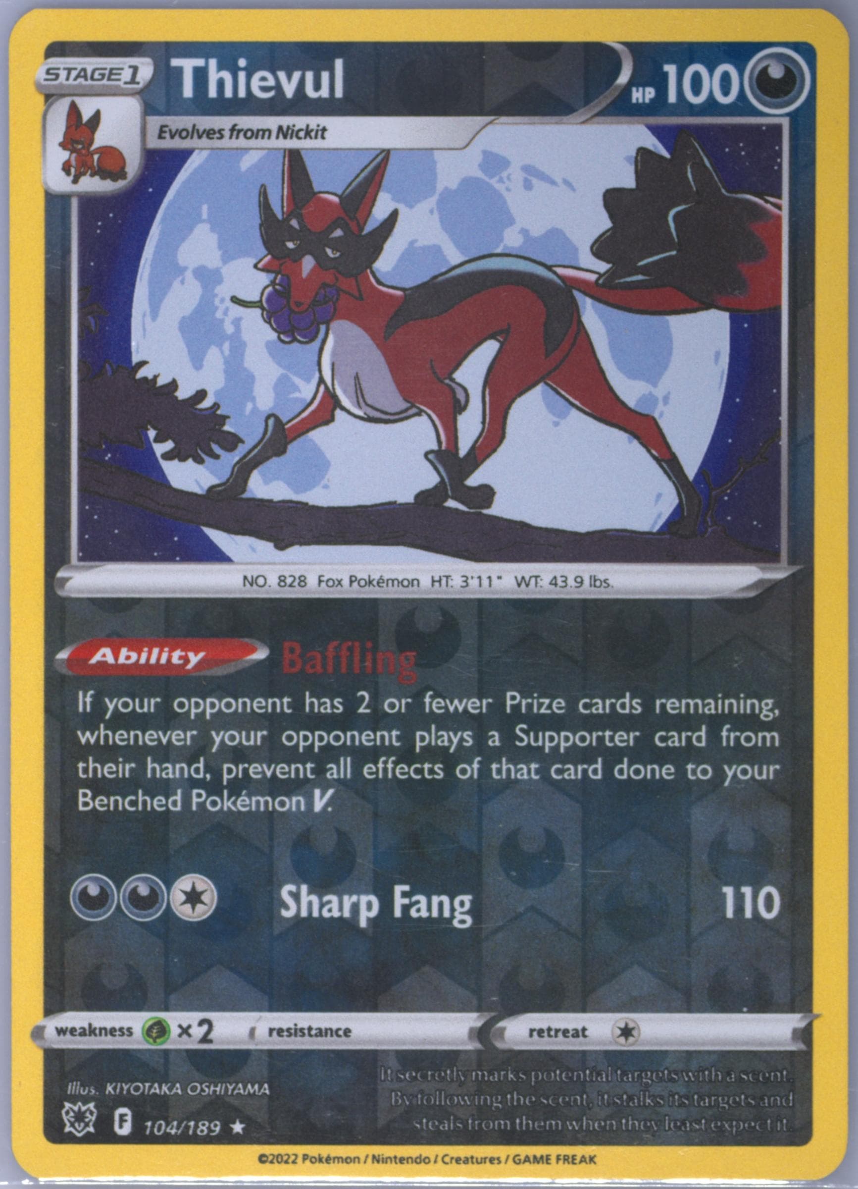 Thievul-Reverse Foil (104) 2022 Pokemon Sword & Shield Astral Radiance