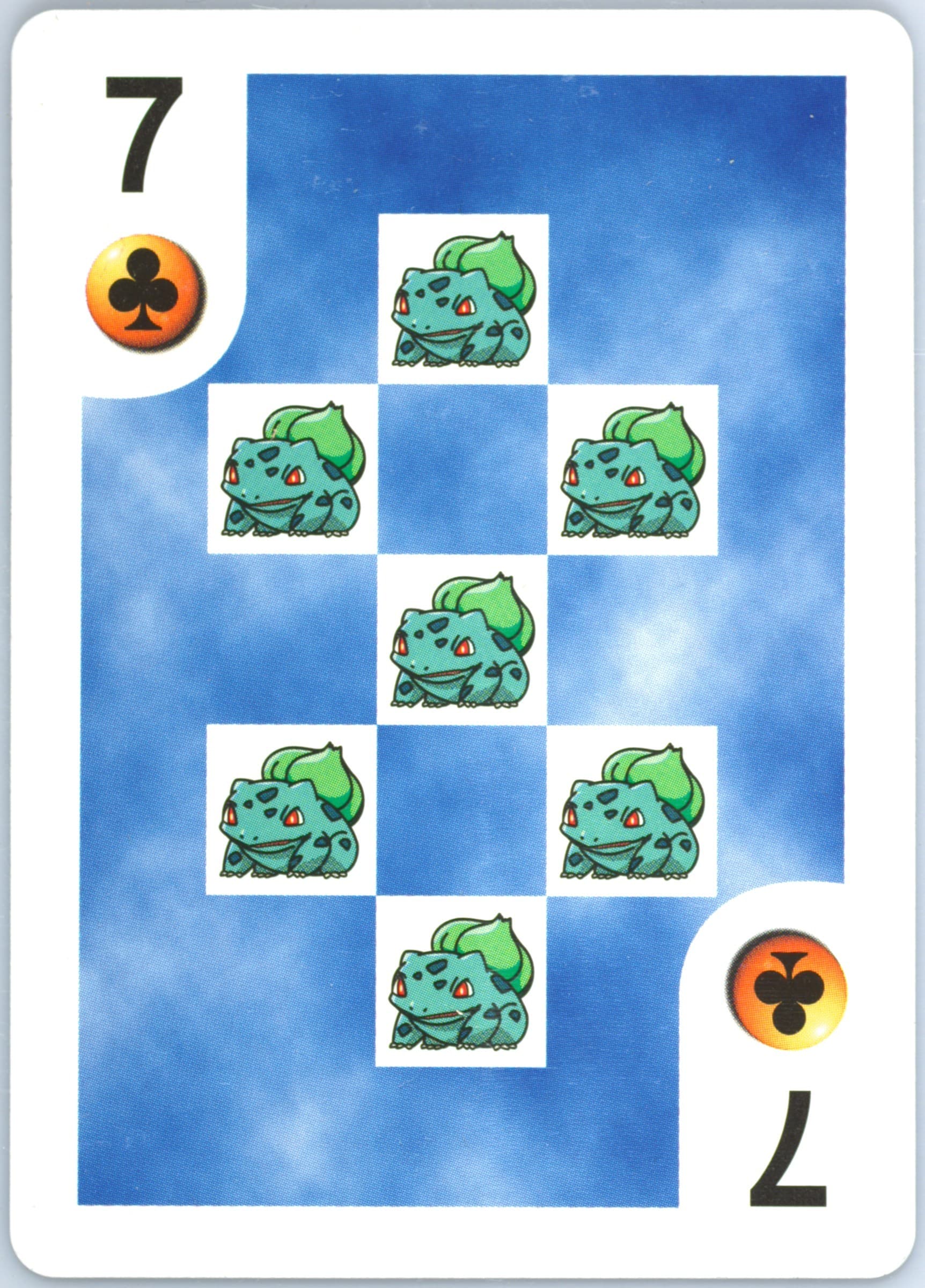 Bulbasaur 7 of Clubs 1999 Bicycle Pokemon Playing Cards