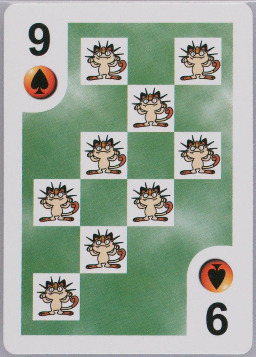 Meowth 9 of Spades 1999 Bicycle Pokemon Playing Cards