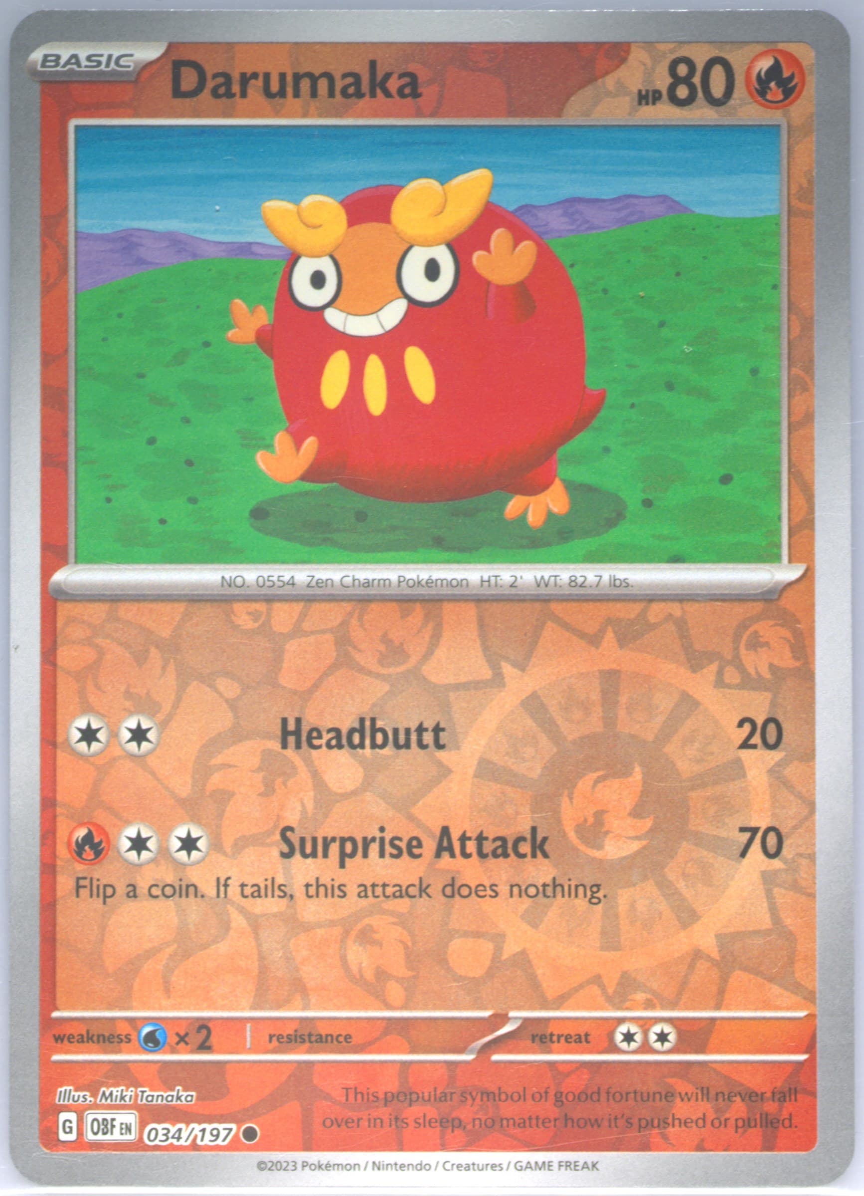 Darumaka Reverse Holo (034) 2023 Pokemon Obf EN-Obsidian Flames