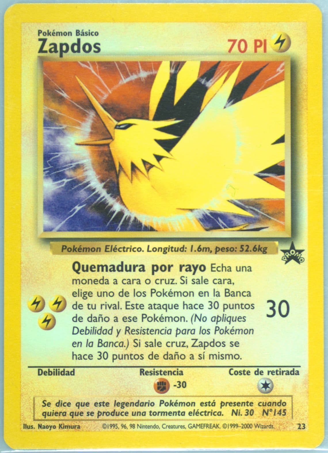 Zapdos Spanish (23) 2000 Pokemon Promo Black Star