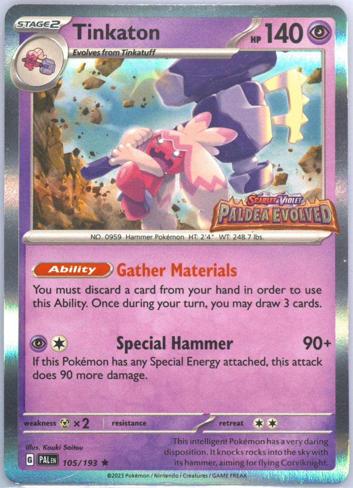Tinkaton Europe Exclusive (105) 2023 Pokemon Pal EN-Paldea Evolved
