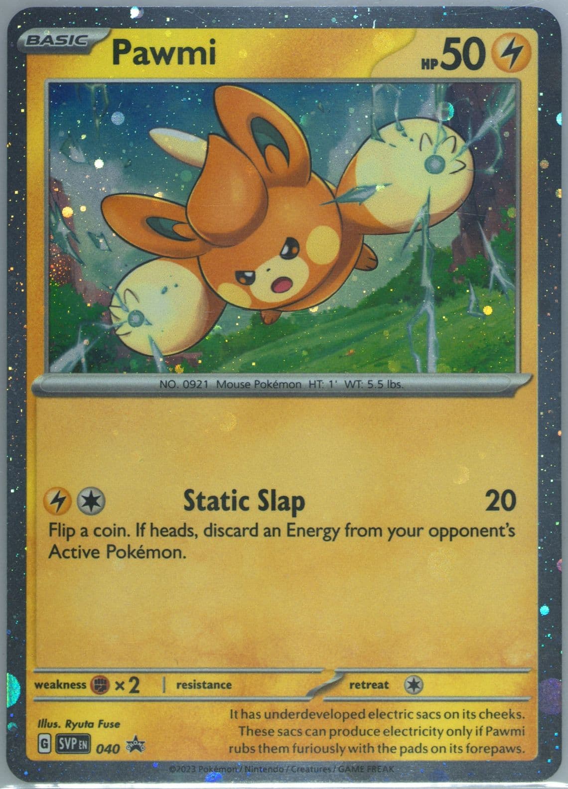 Pawmi Obsidian Flames Single Pack Blister (040) 2023 Pokemon Svp EN-SV Black Star Promo