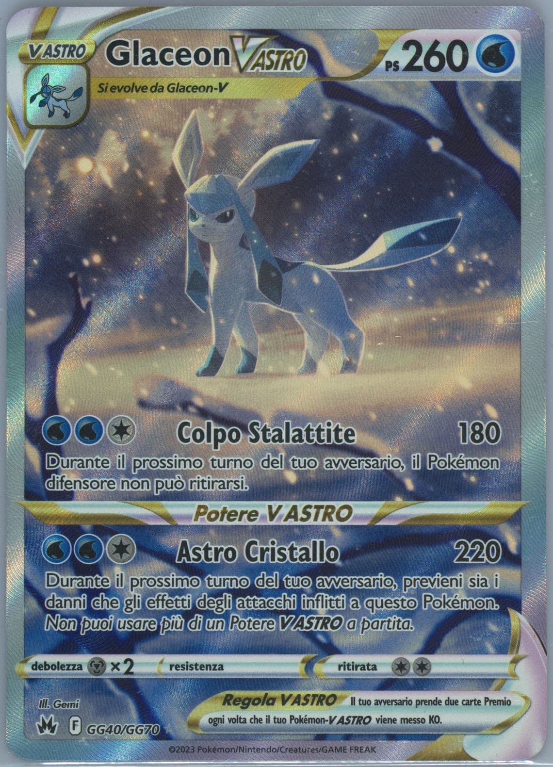Full Art/Glaceon Vastro Italian (GG40) 2023 Pokemon Sword and Shield Crown Zenith