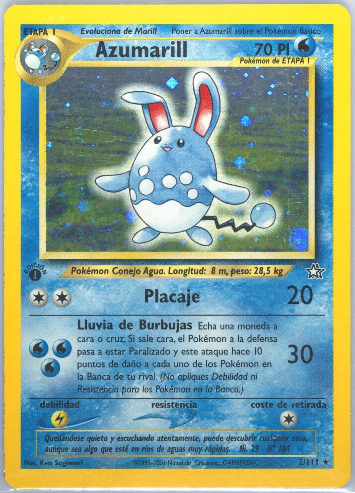 Azumarill-Holo 1st Edition (2) 2001 Pokemon Spanish Neo Genesis