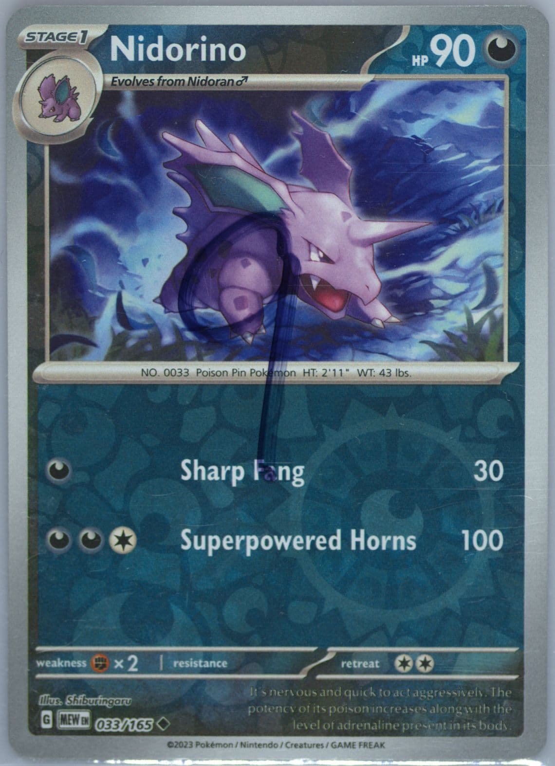 Nidorino Reverse-Holo (033) 2023 Pokemon Mew EN-151