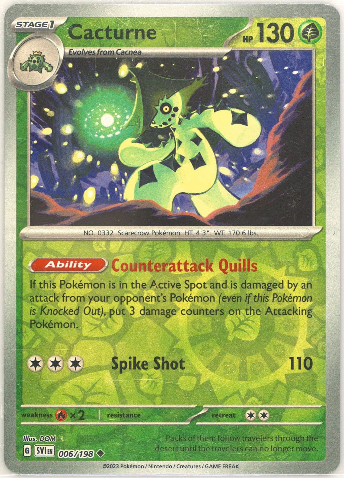 Cacturne Reverse Holo (006) 2023 Pokemon Svi EN-Scarlet & Violet