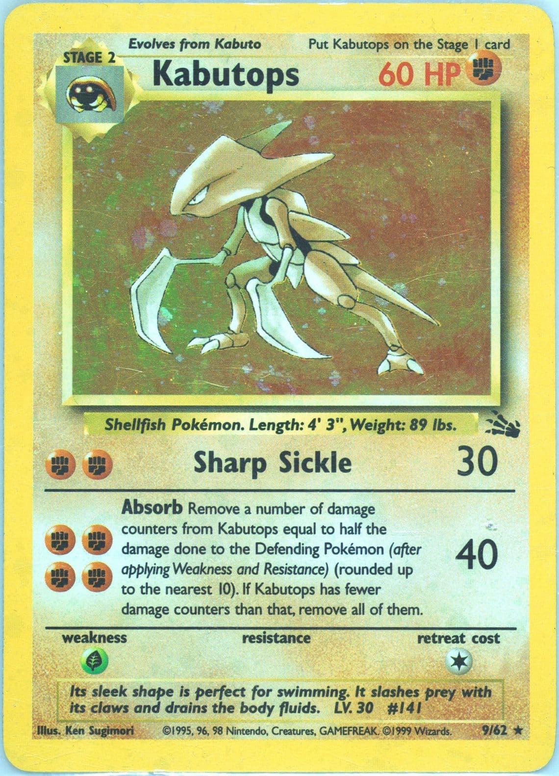Kabutops-Holo Cosmos (9) 1999 Pokemon Fossil