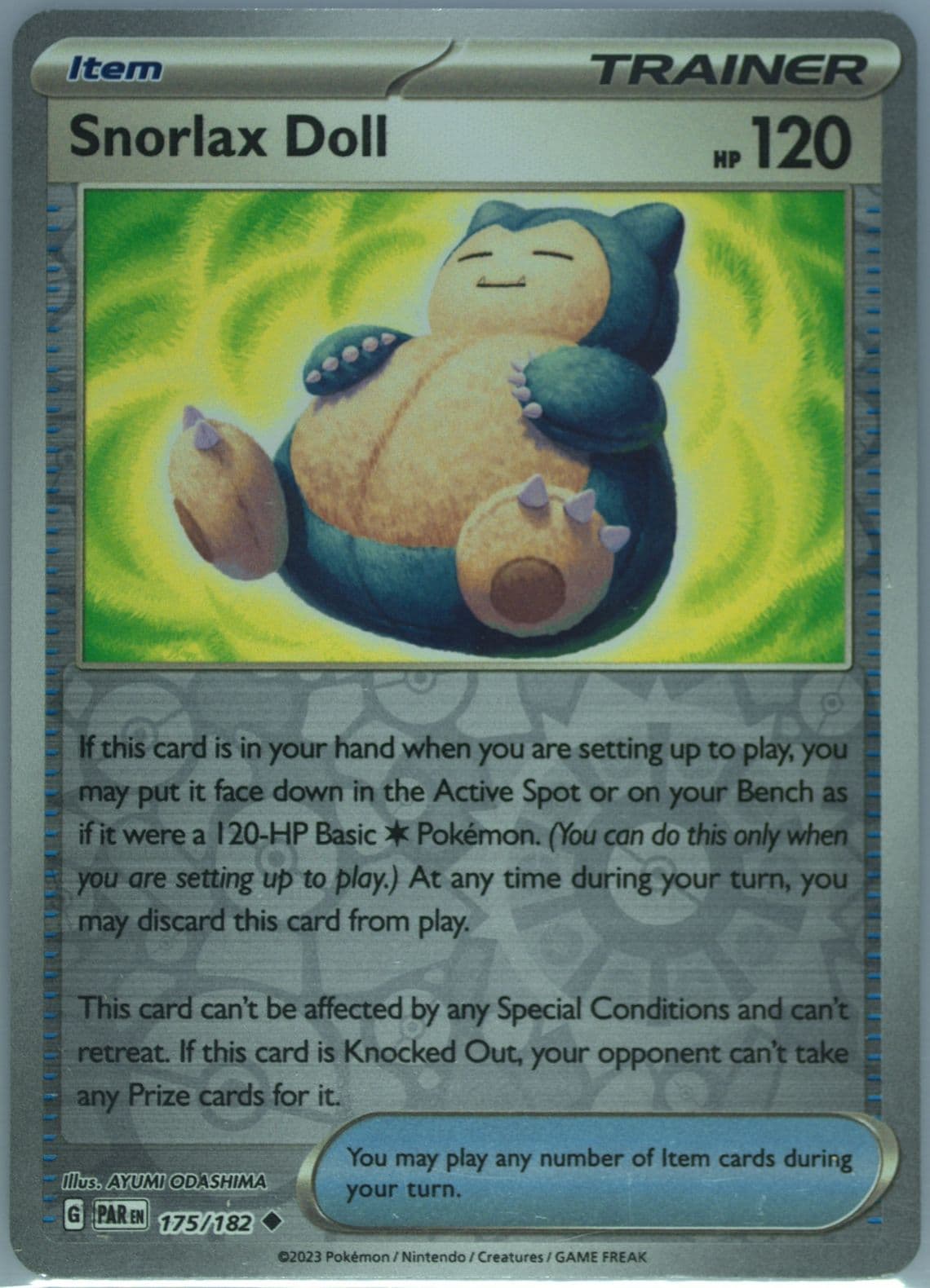 Snorlax Doll Reverse Holo (175) 2023 Pokemon Par EN-Paradox Rift